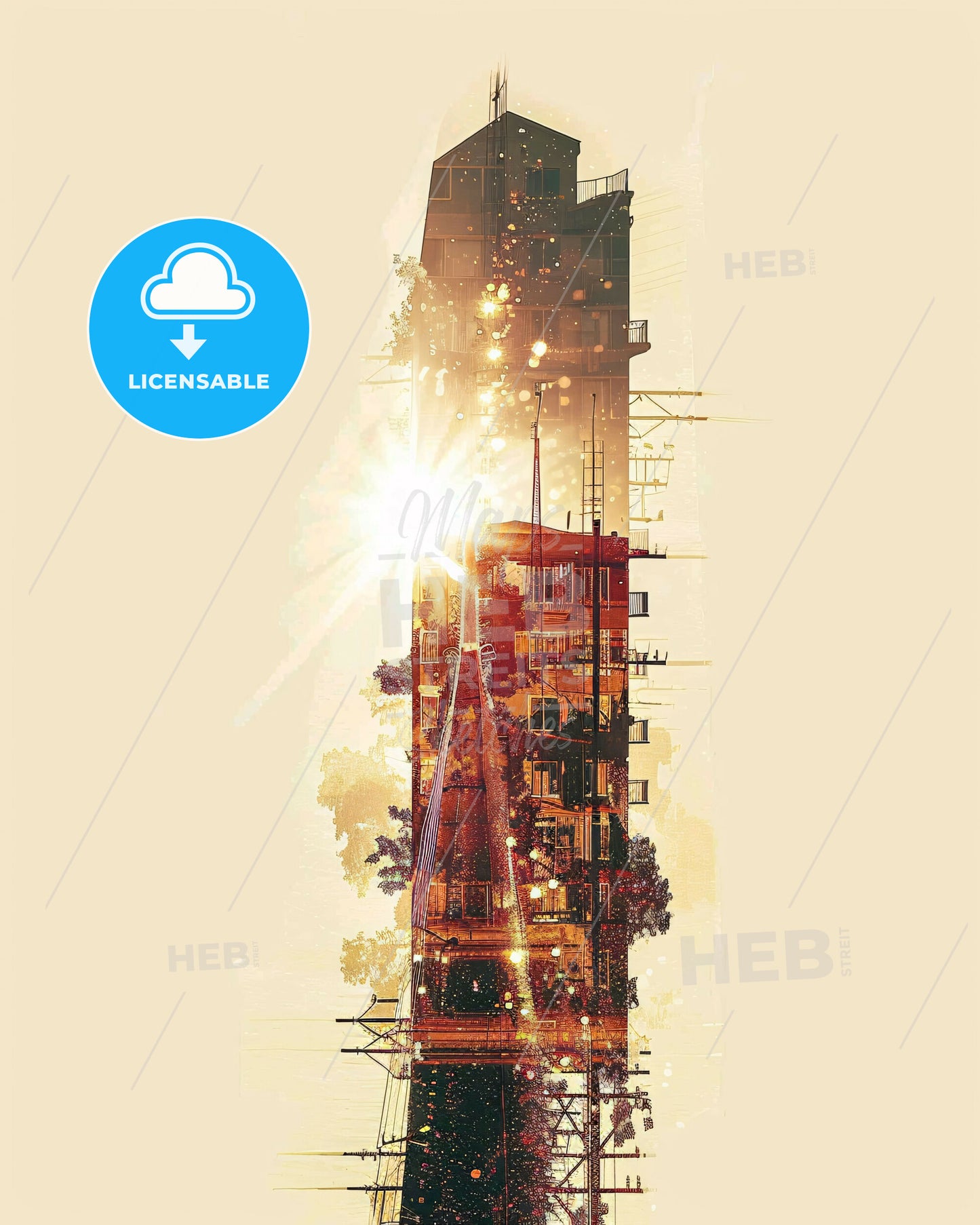 Simi Valley Skyline Glow Poster - A tall building with a light shining through it