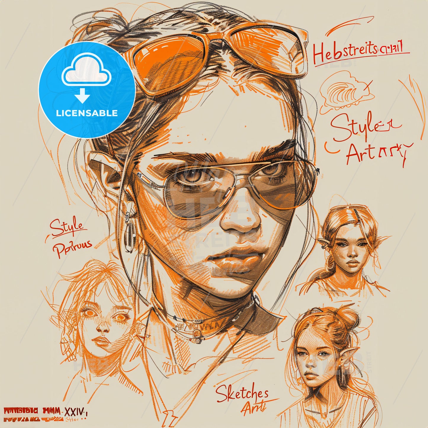 A Drawing Of A Woman With Different Poses