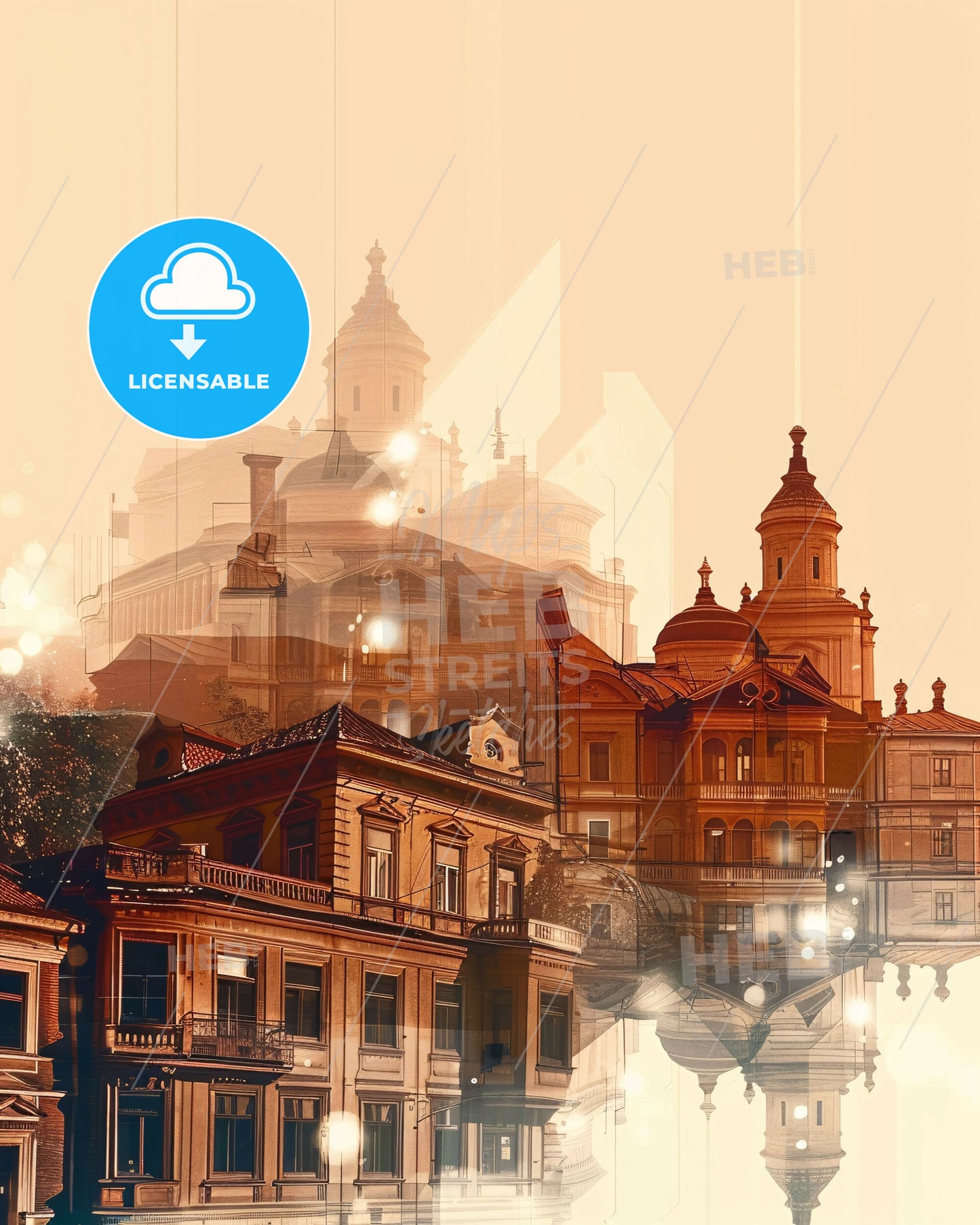 Sofia, Bulgaria - City Skyline Art Deco Poster - A city with many buildings