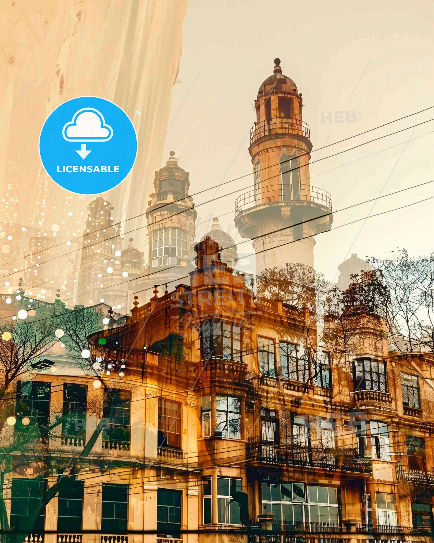 Sorocaba: City Skyline Composite Art Poster - A building with a tower