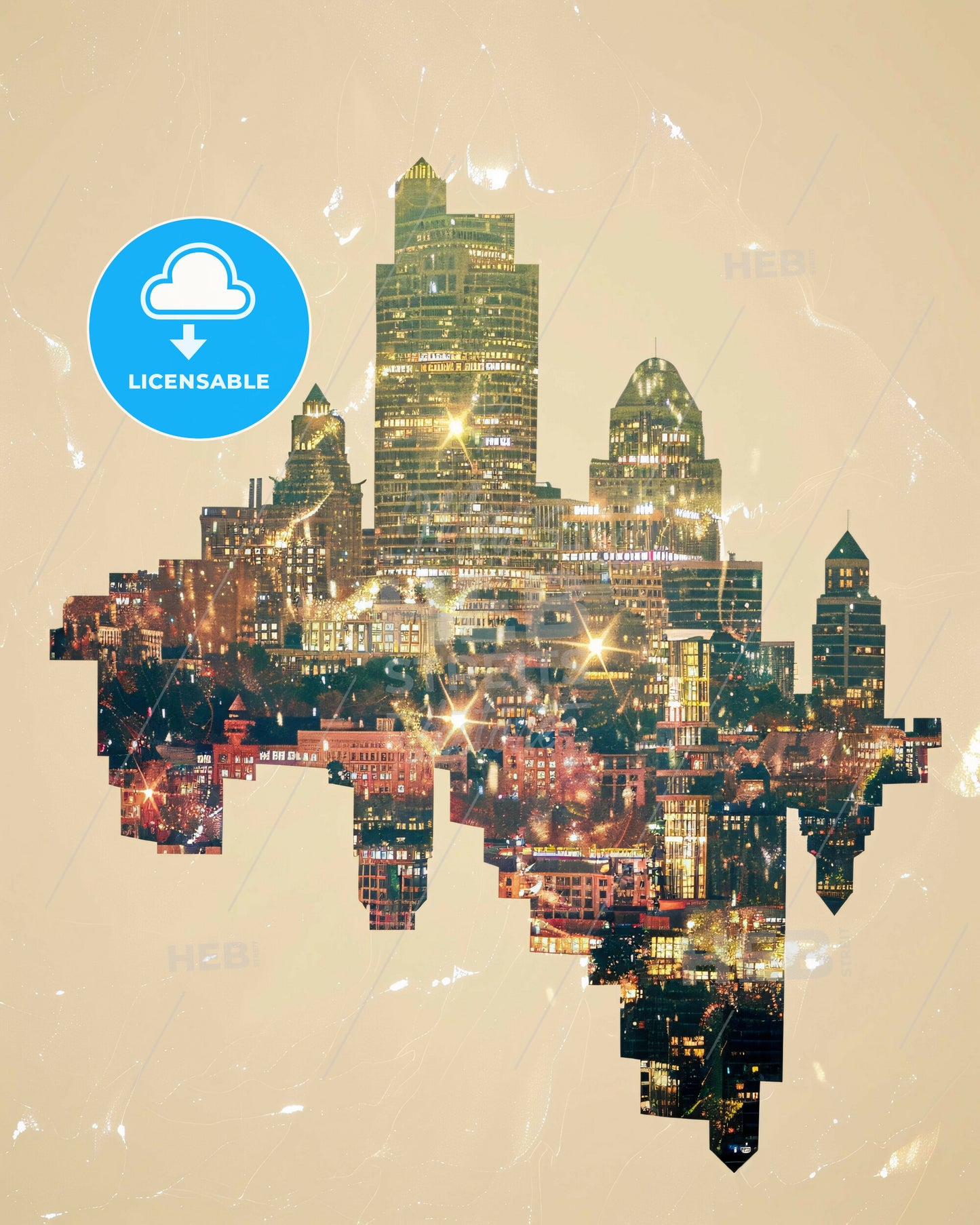 Sterling Heights Cityscape Composite Skyline Art - A city skyline with lights