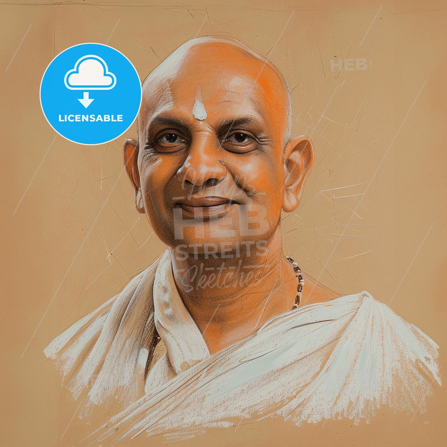 Swami Sivananda, 1887 - 1963, Indian Hindu spiritual teacher - A Man With A White Robe And A Necklace