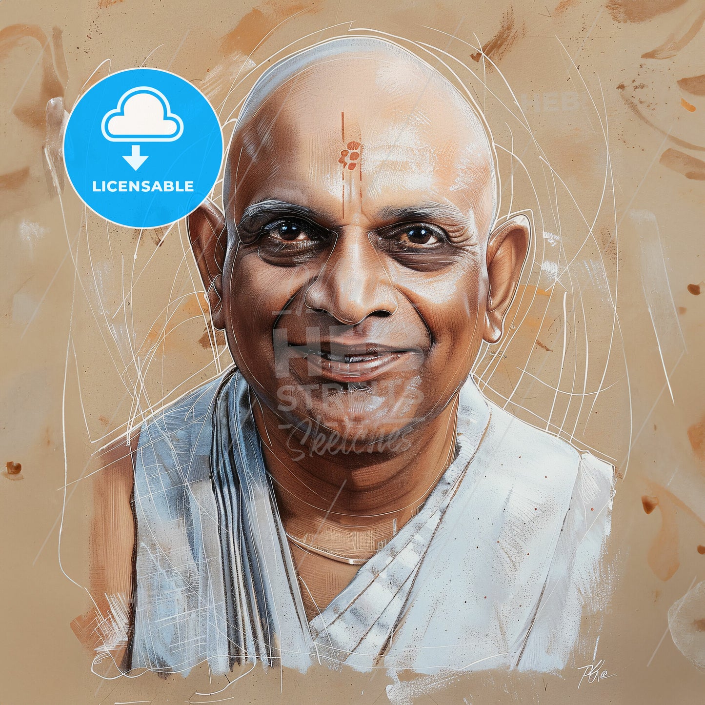Swami Sivananda, 1887 - 1963, Indian Hindu spiritual teacher - A Man Smiling With A White Robe