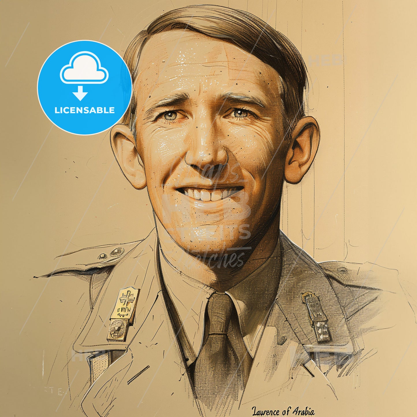 T.E. Lawrence, 1888 - 1935, British archaeologist and military officer - A Portrait Of A Man In A Military Uniform