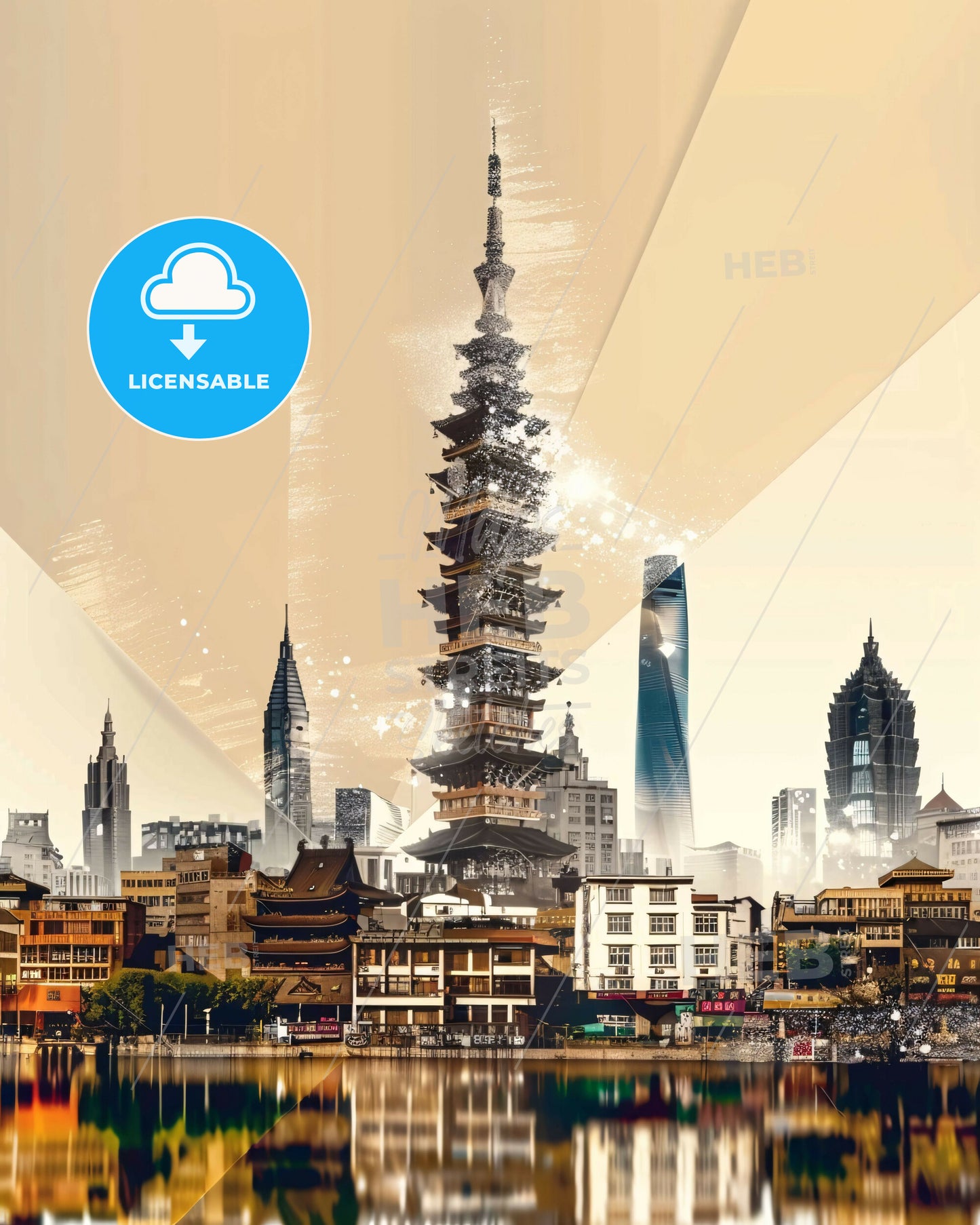 Taiyuan's Enchanting Cityscape, Illuminated At Night - A tall tower in a city