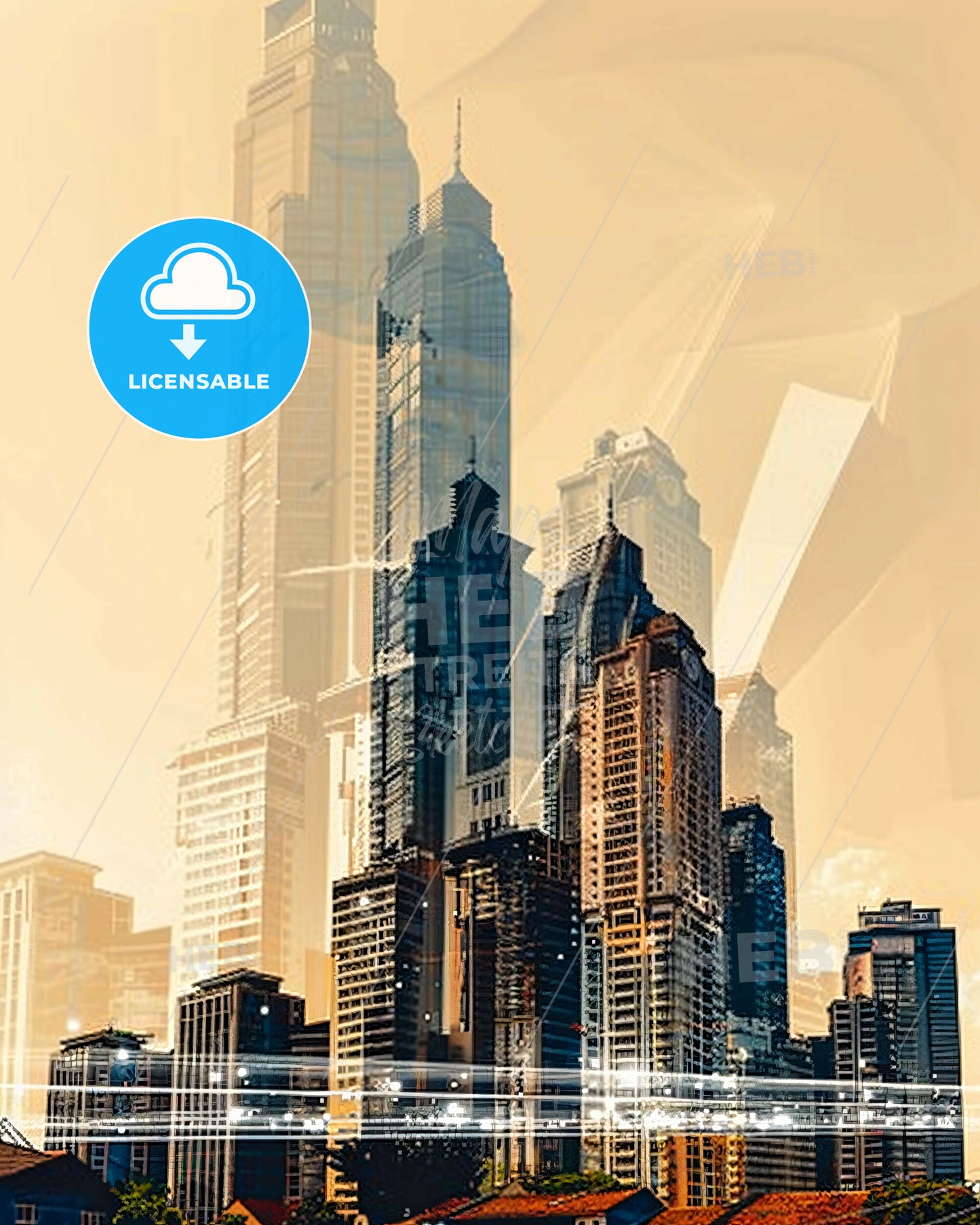 Tangerang: Modern City by Night - A city skyline with many tall buildings