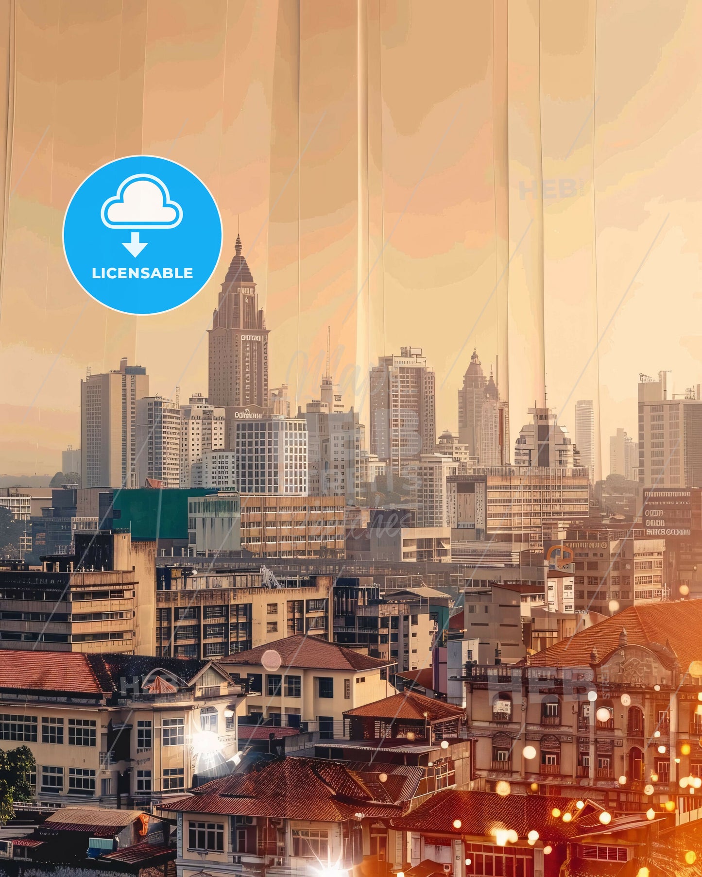 Tangerang Skyline Silhouette Poster Art - A city skyline with many buildings