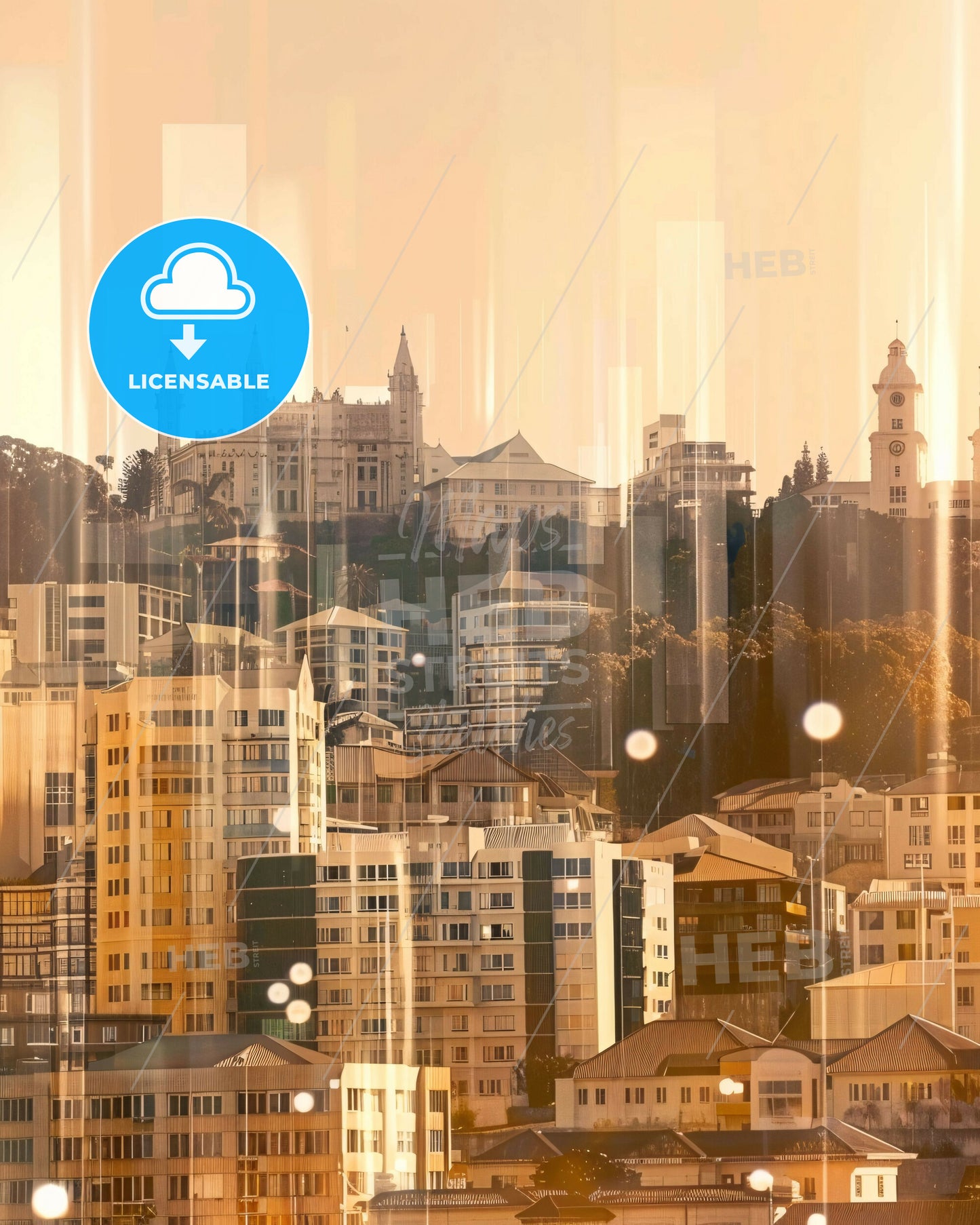 Tauranga City Skyline Double Exposure Scenic Art Poster - A city with many buildings