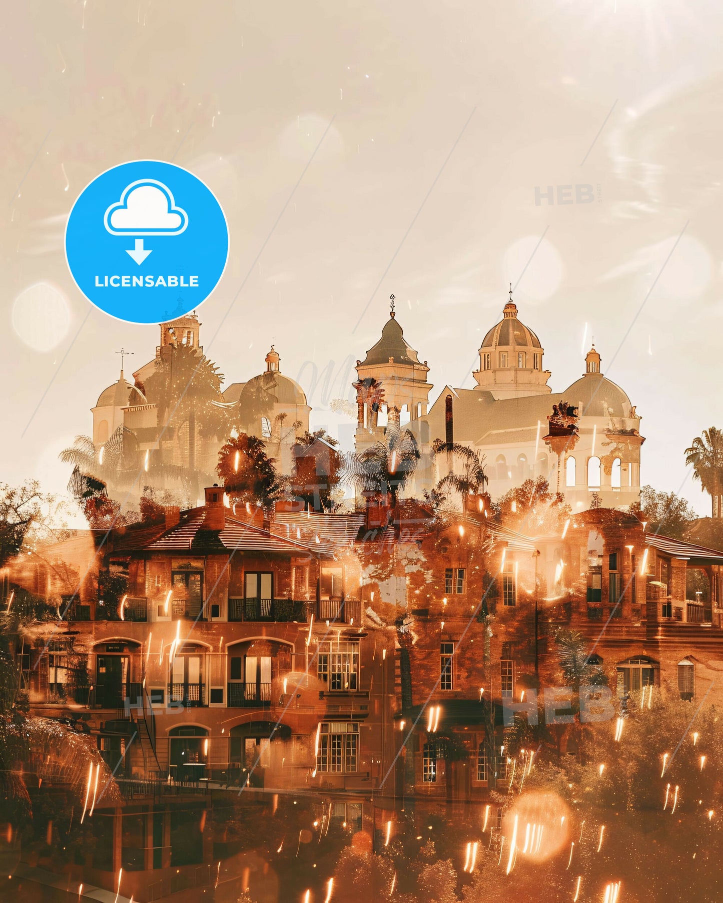 Temecula Cityscape Iconography Poster Print - A building with a large building in the background