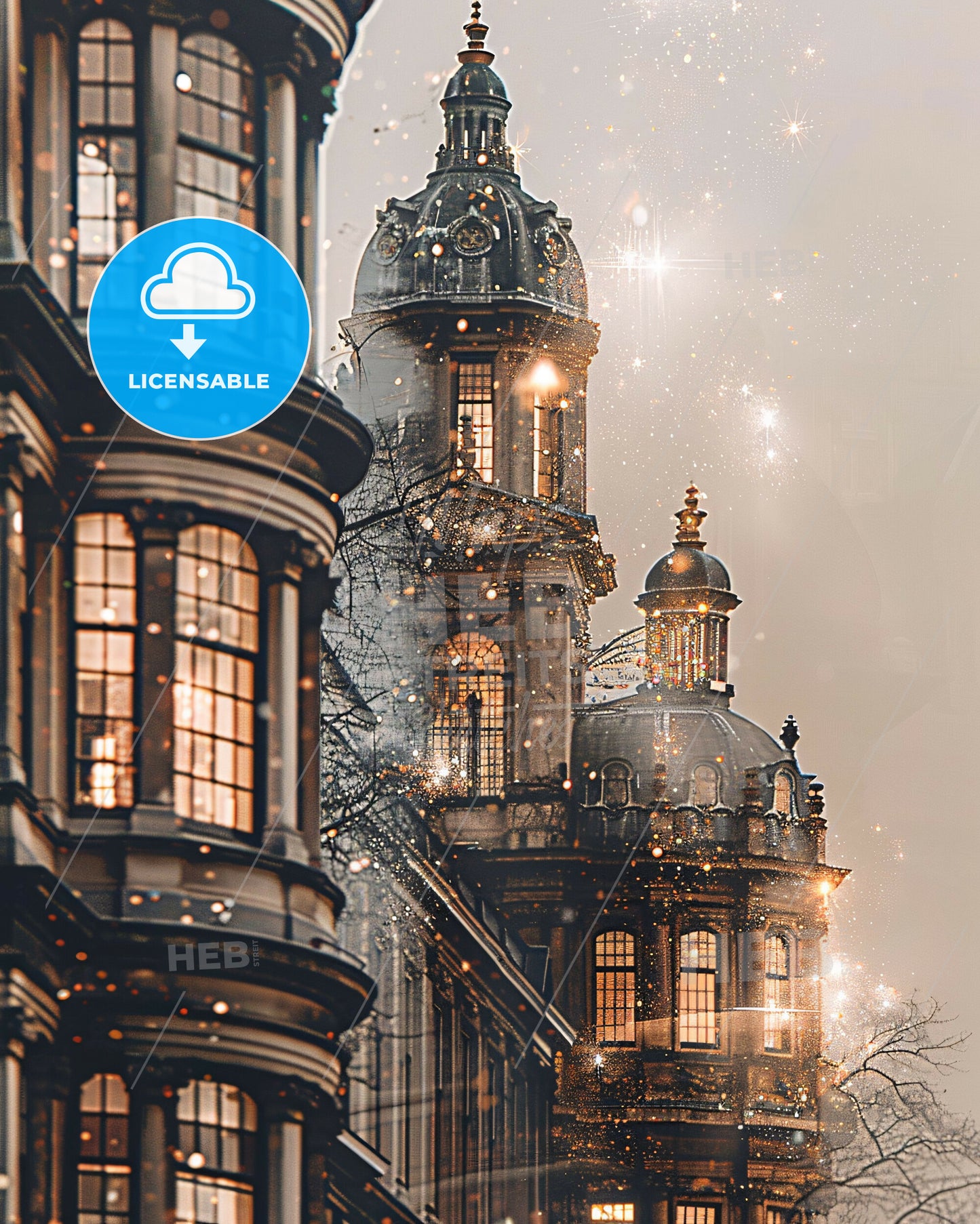 The Hague City Skyline Double Exposure Artwork - A building with many windows