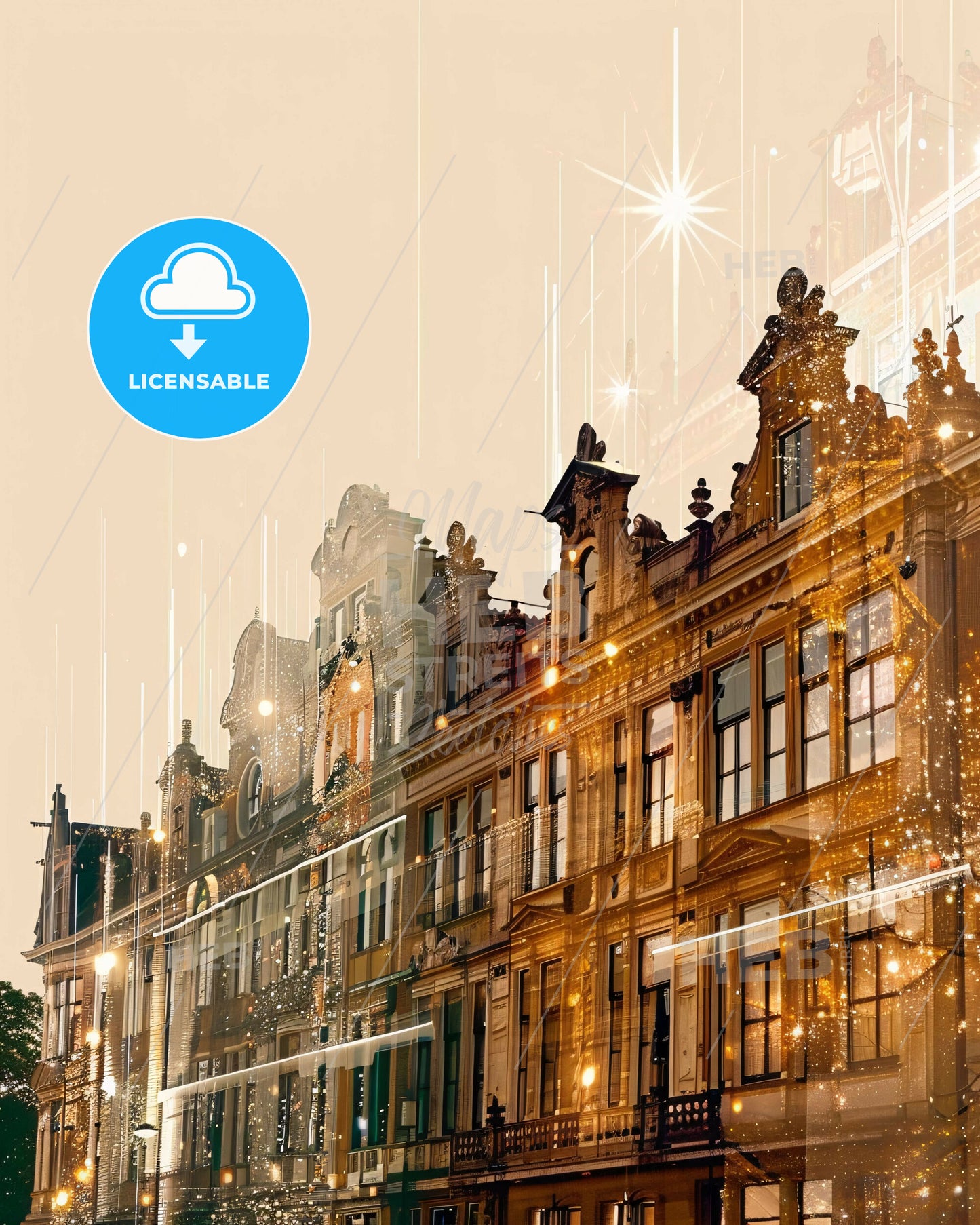 The Hague City Skyline Night Sky Poster Art - A building with many windows