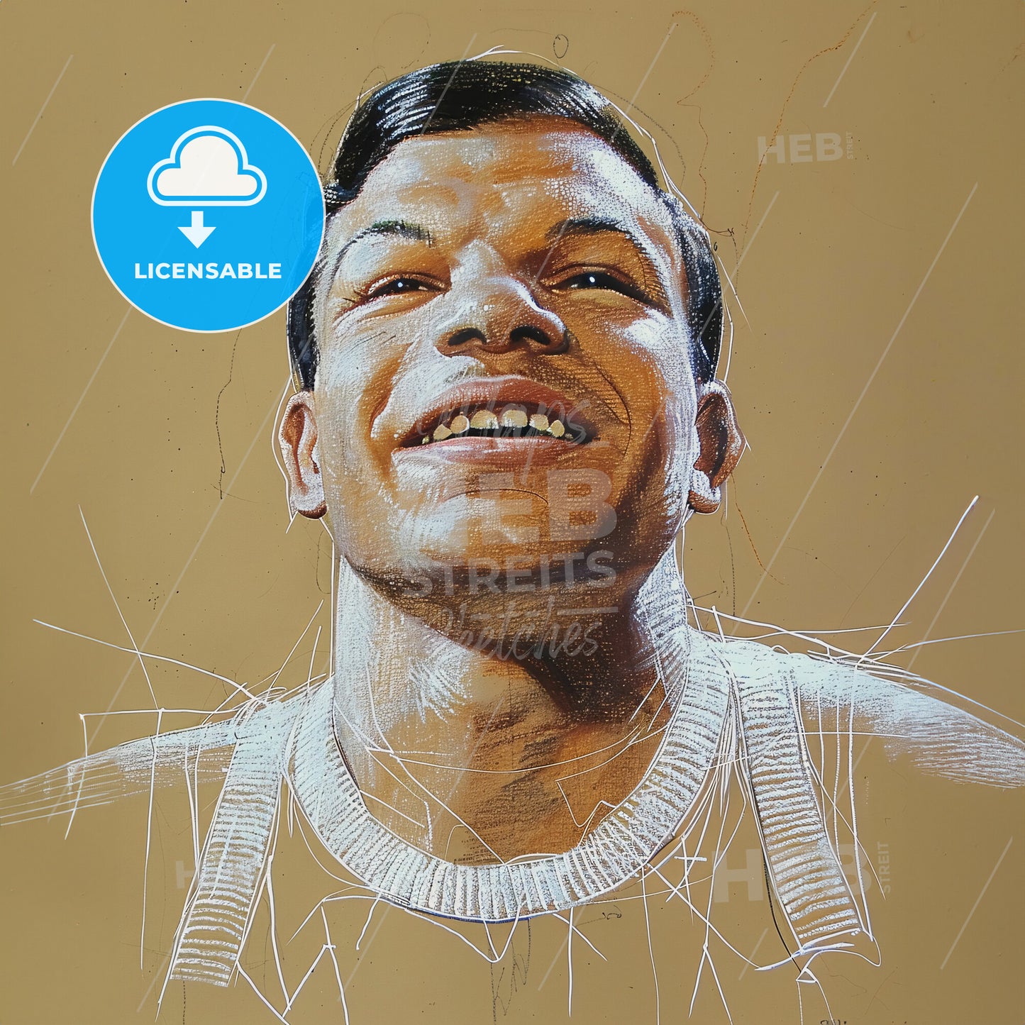 Tony Canzoneri, 1908 - 1959, American lightweight and featherweight boxer - A Drawing Of A Man Smiling