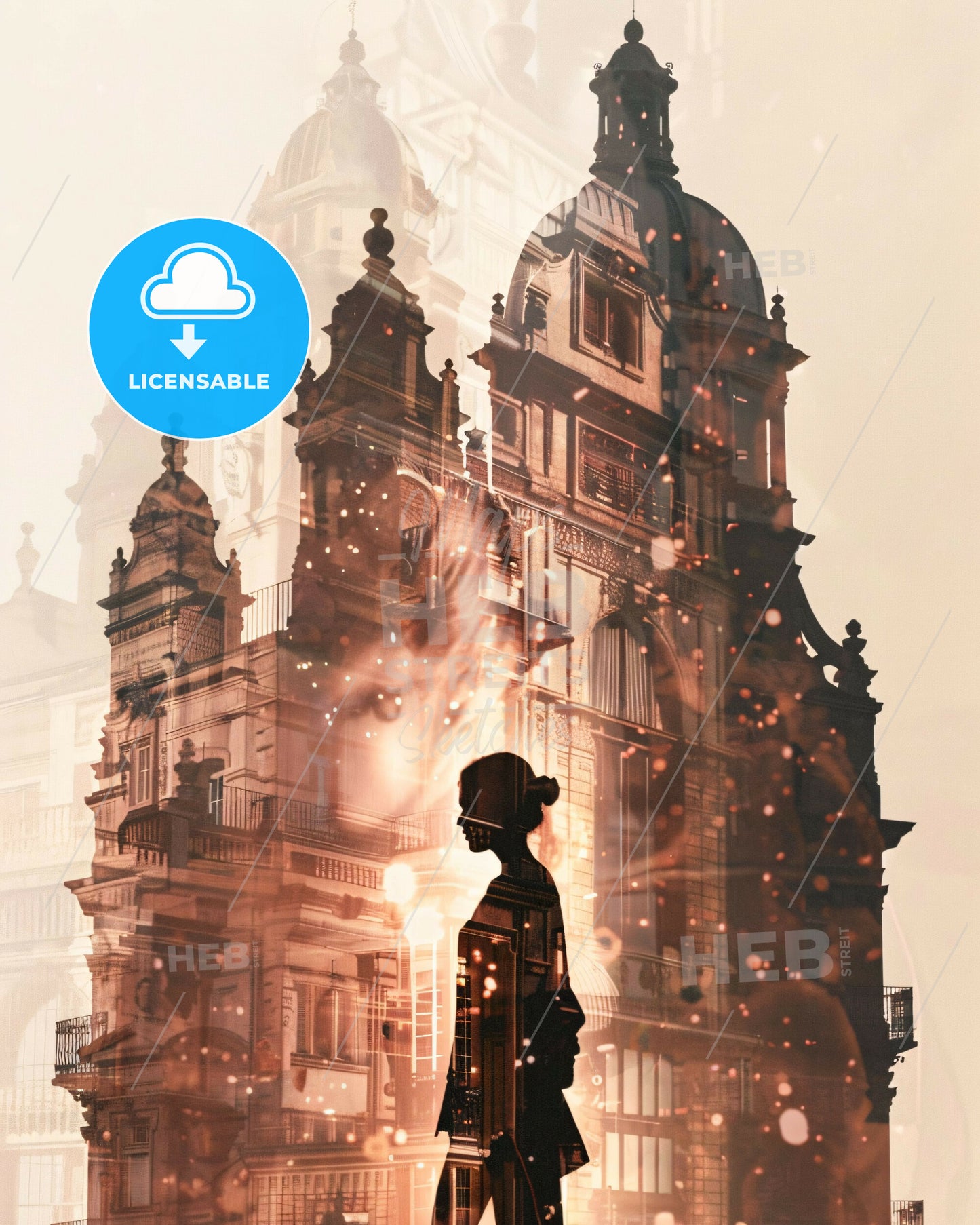 Toulouse Art Deco Skyline Poster - A woman standing in front of a building