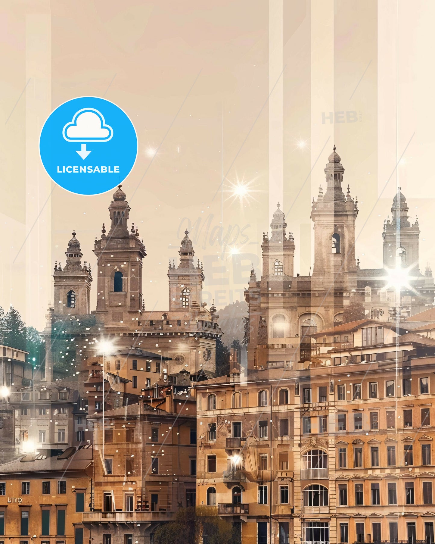 Trento Skyline Double Exposure City Art Poster - A city with many buildings