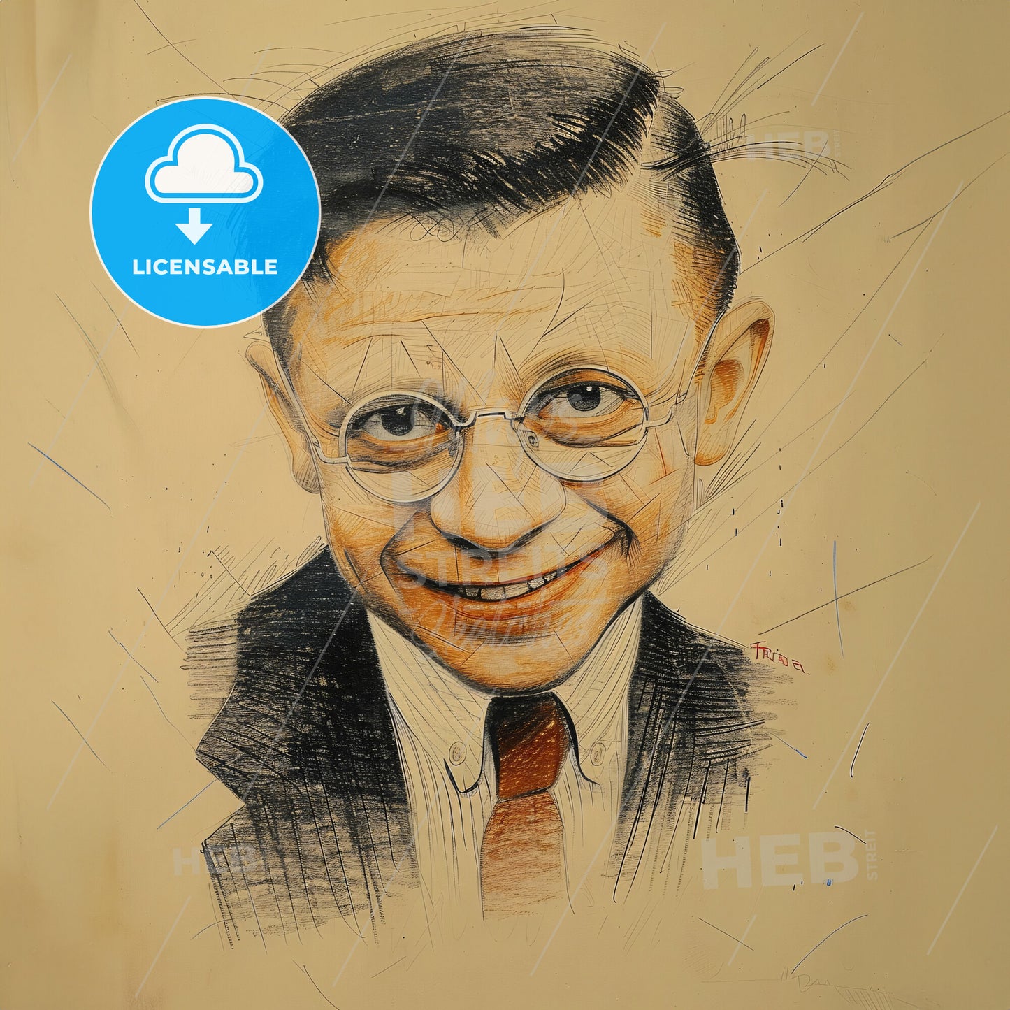 Tristan Tzara, 1896 - 1963, Romanian-French avant-garde poet - A Drawing Of A Man Wearing Glasses