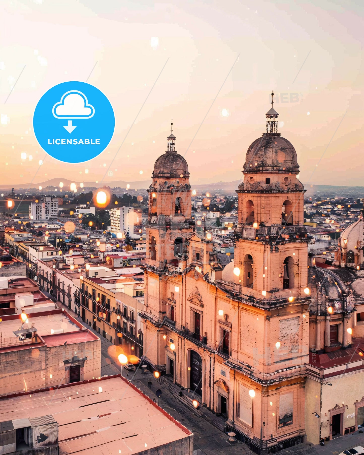 Tuxtla Gutiérrez Skyline Architectural Composite Art - A large building with towers and a city in the background