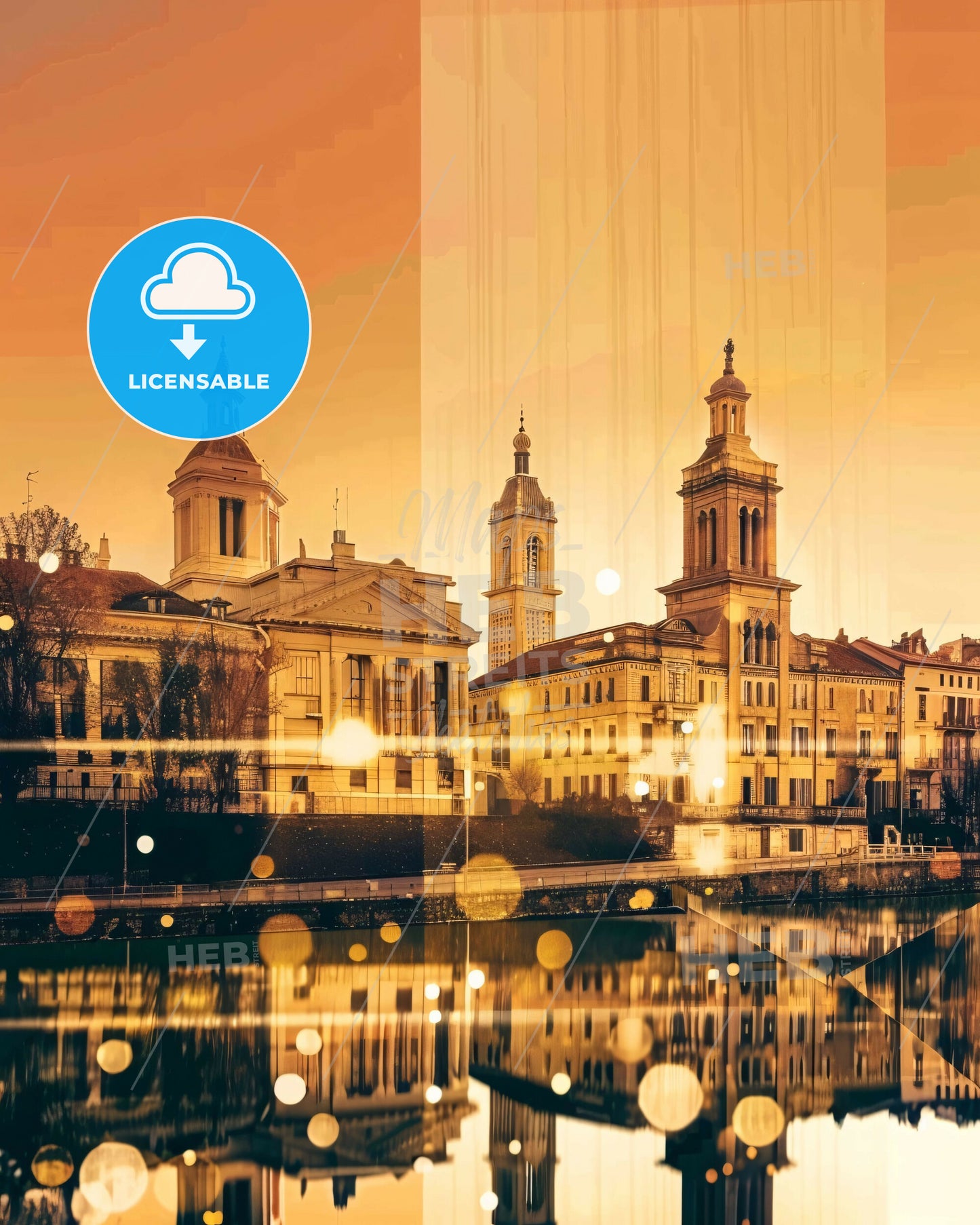 Udine City Art Decor Limited Edition - A group of buildings with towers and trees