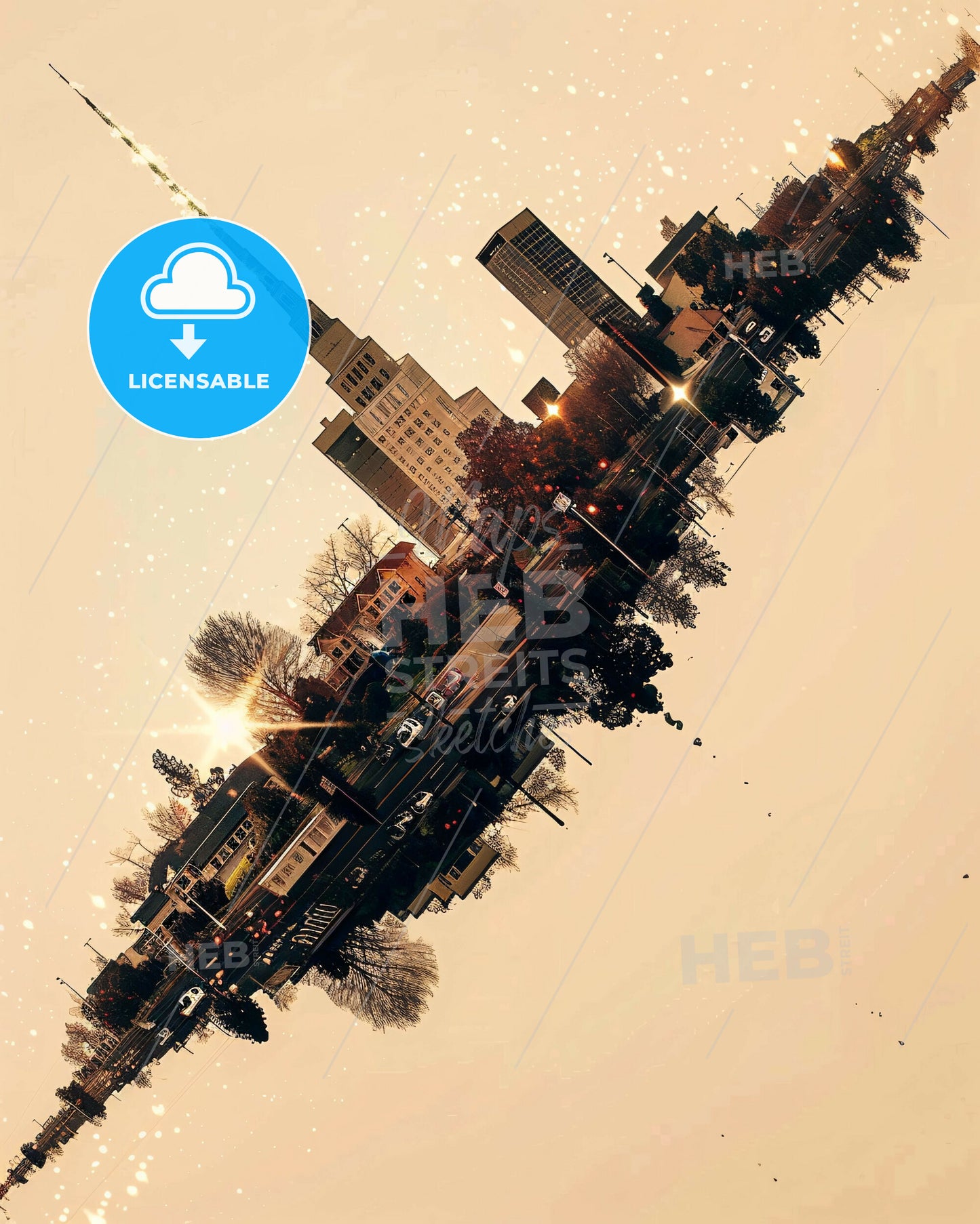 Victorville's Icons: Double Exposure Art - A city with a tall tower