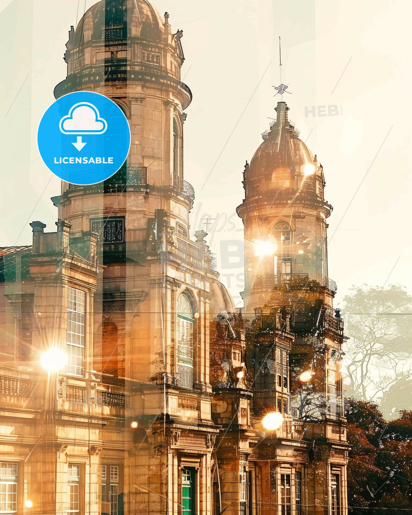 Vitoria Skylines And Local Icons Composite - A building with a tower