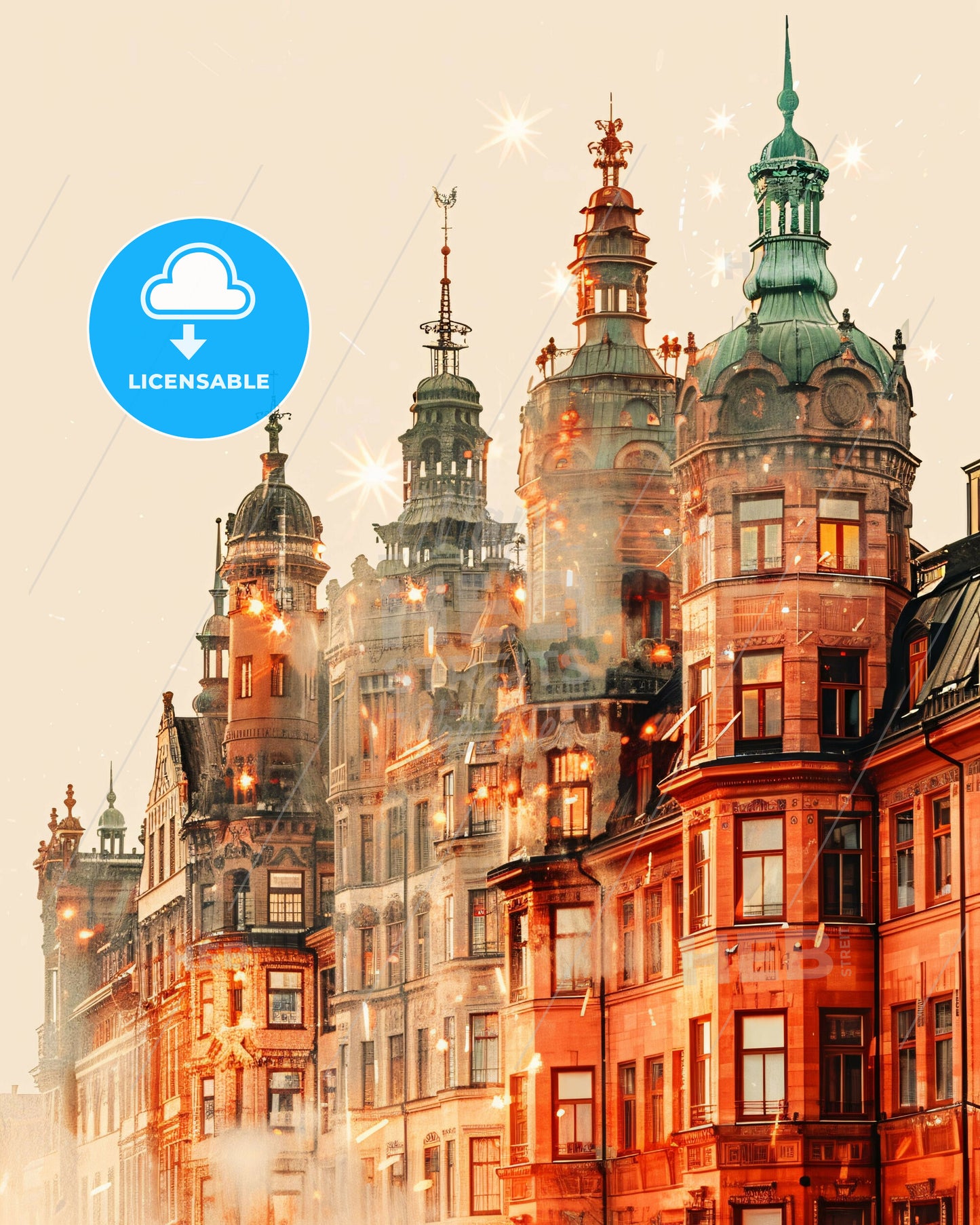 Vasteras Skyline Composite Art Glows and Sparks - A building with many windows