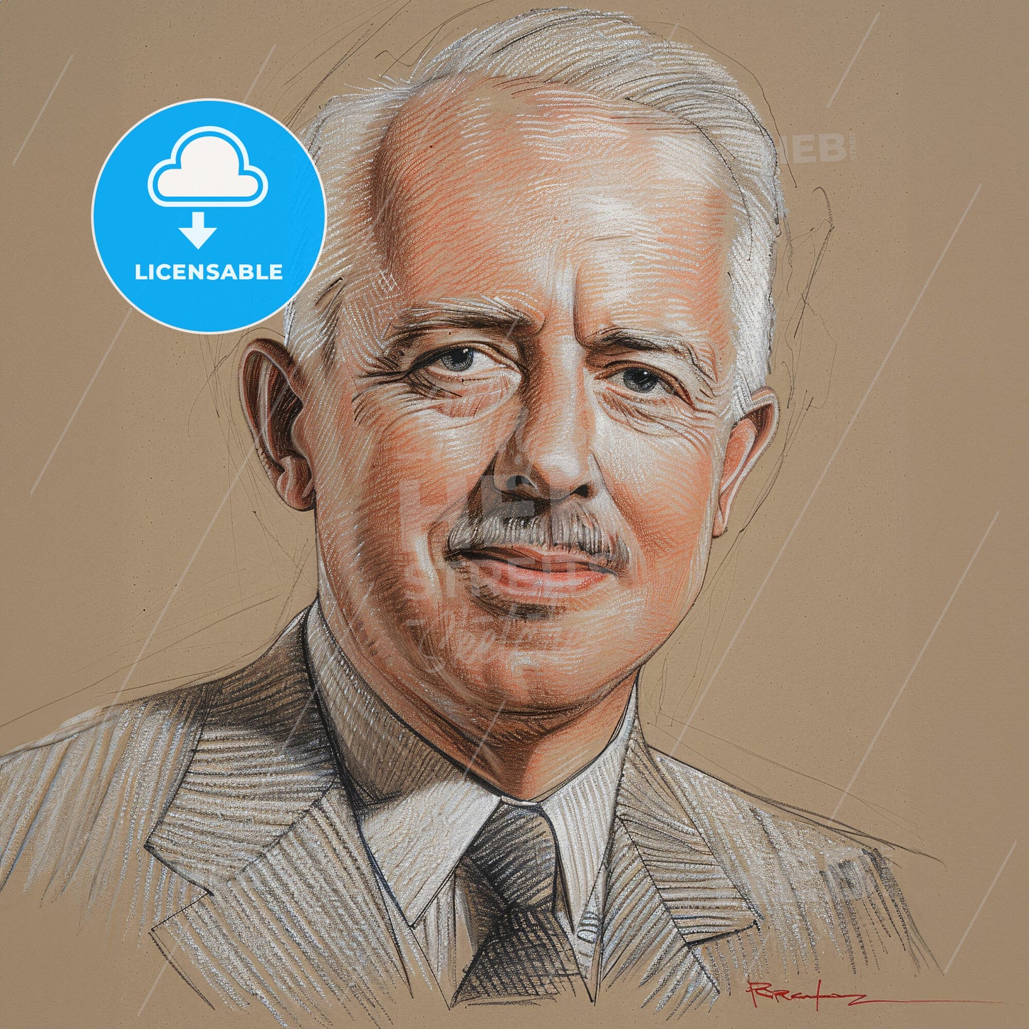 Walter Brattain, 1902 - 1987, American physicist - A Man With A Mustache Wearing A Suit And Tie