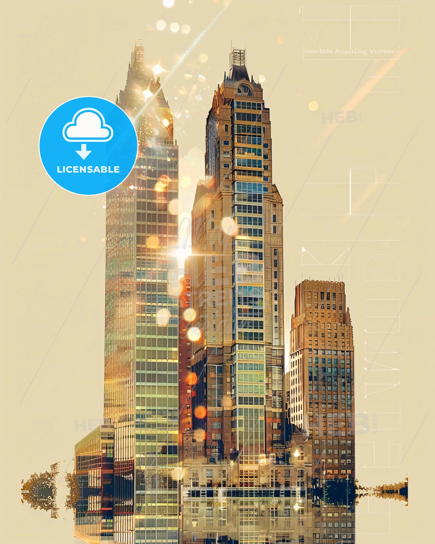 Warren City Skyline Exposure Composite - A group of tall buildings