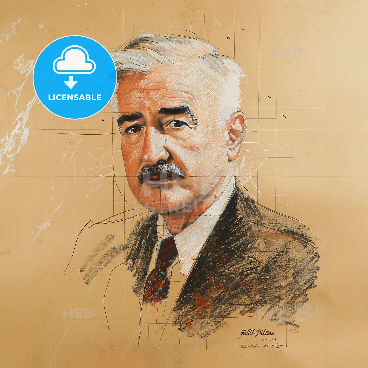 William Faulkner, 1897 - 1962, American writer - A Drawing Of A Man
