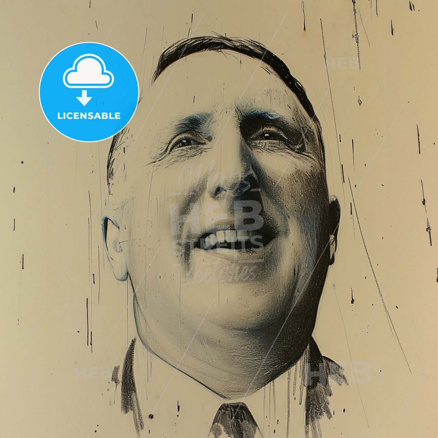 William Randolph Hearst, 1863 - 1951, American newspaper magnate - A Drawing Of A Man Smiling