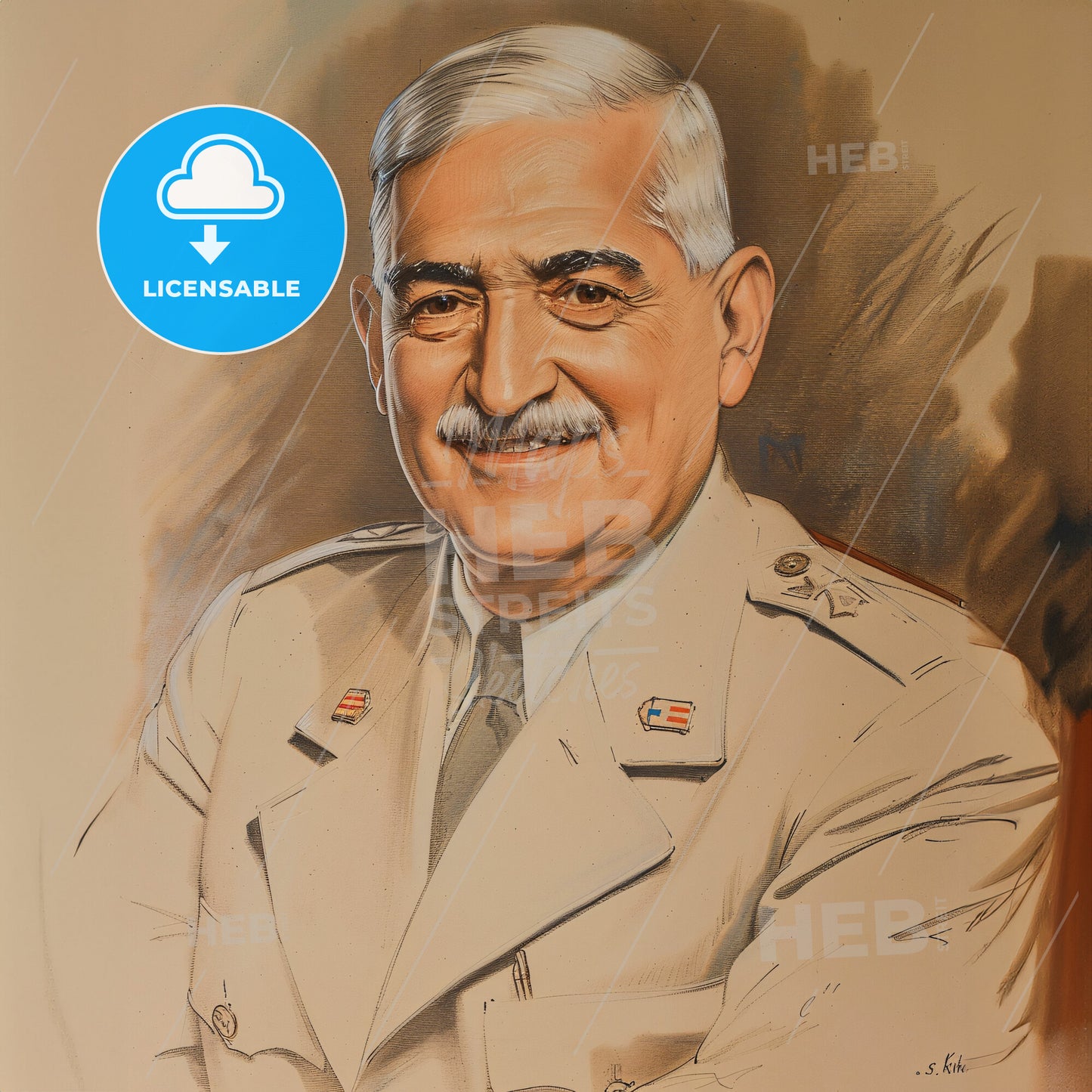 William S. Knudsen, 1879 - 1948, American automotive executive - A Portrait Of A Man In A Military Uniform