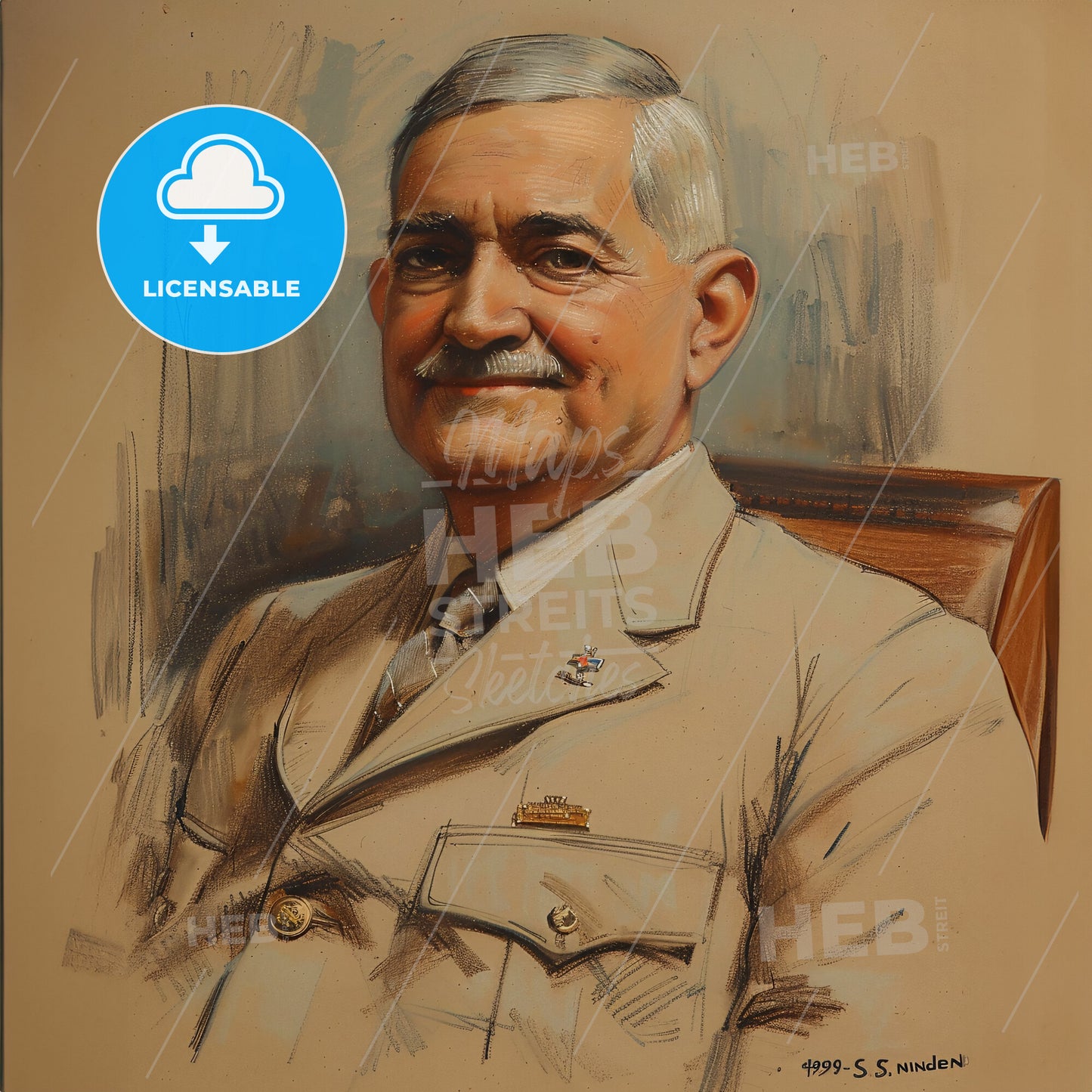 William S. Knudsen, 1879 - 1948, American automotive executive - A Portrait Of A Man In A Military Uniform