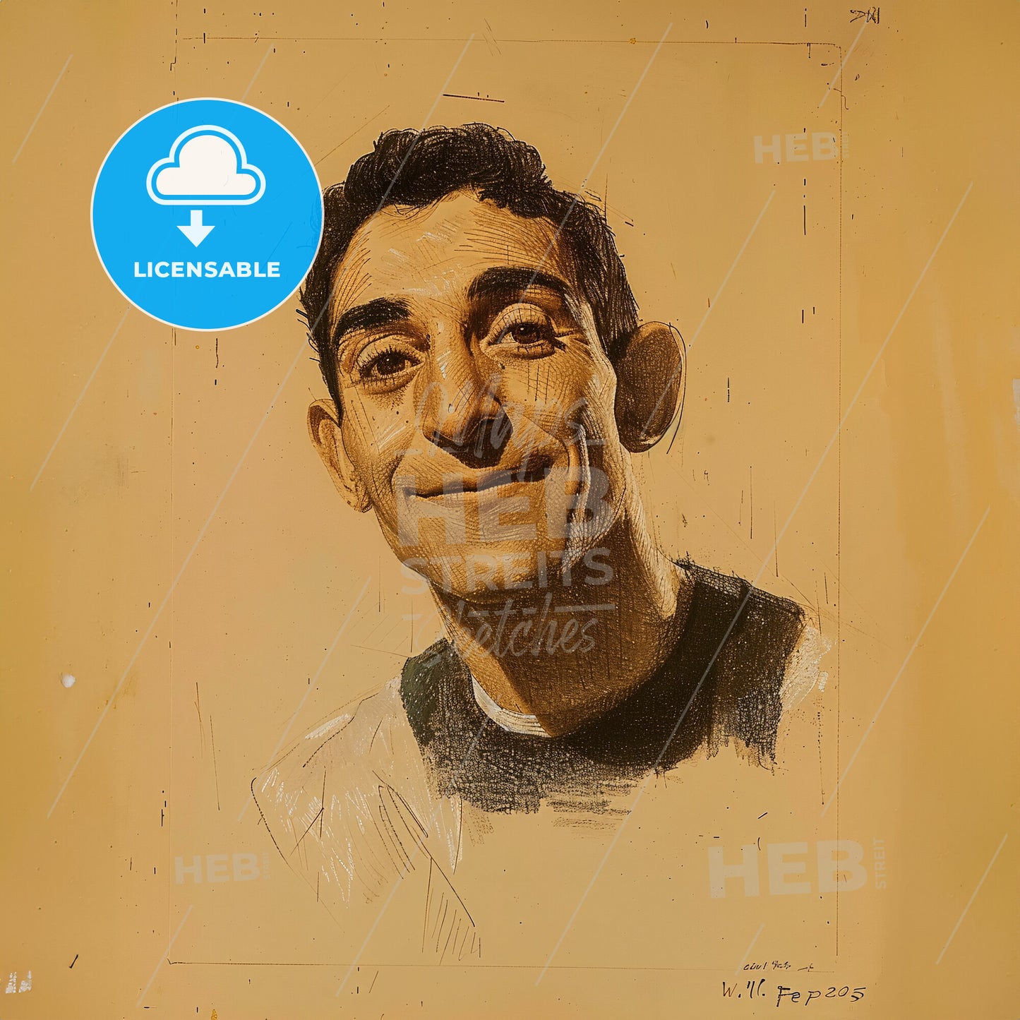 Willie Pep, 1922 - 2006, American featherweight boxer - A Drawing Of A Man