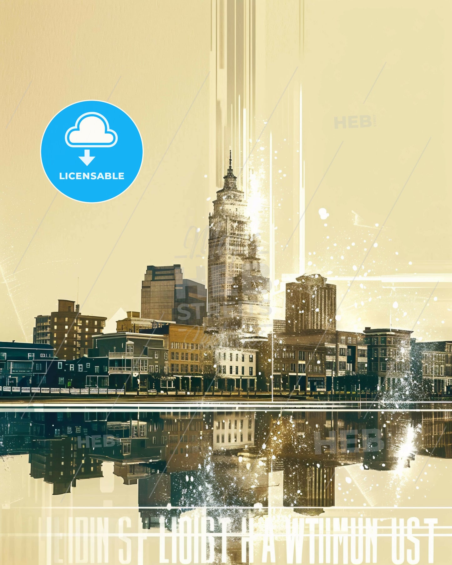 Wilmington Skyline Composite Art Cityscape Vibes - A city skyline with a reflection of water