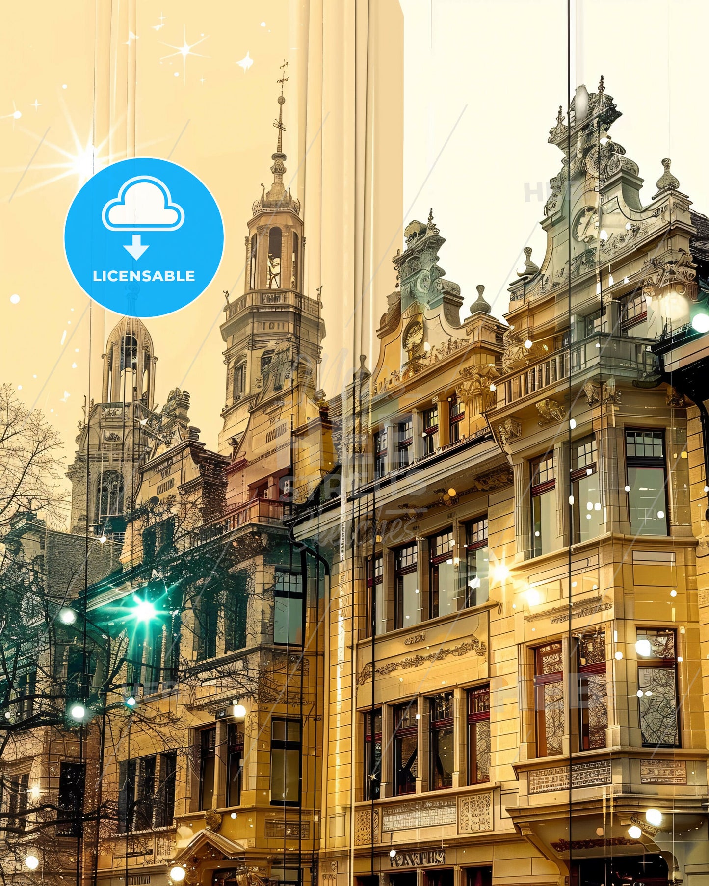 Winterthur Cityscape Architecture Silhouette Poster - A building with a tower