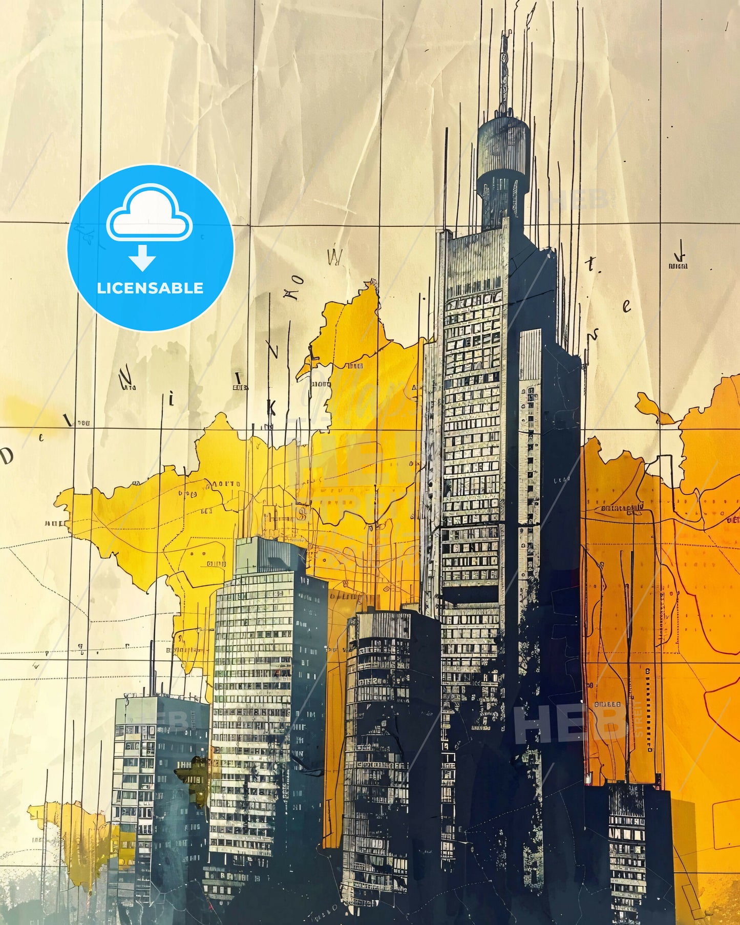 Wuppertal Skyline Paper Print Cityscape Poster Design - A drawing of a tall building