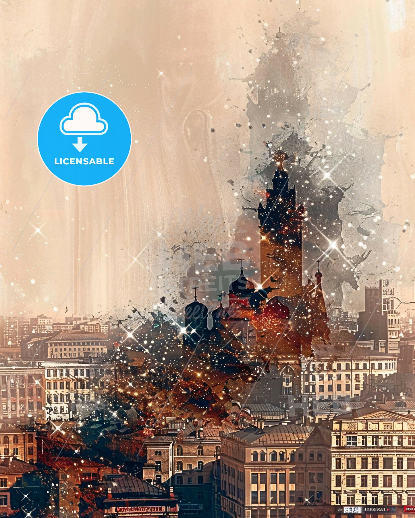 Yekaterinburg Architectural Skyline Composite Art Print - A city with many buildings