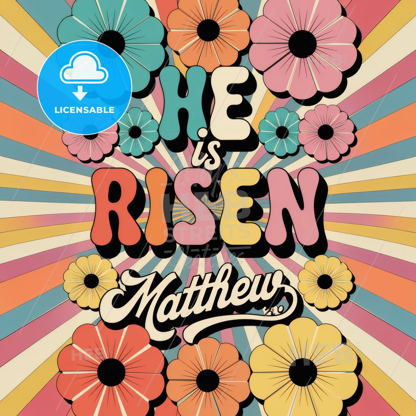 Floral Design with Text "He is Risen" Print Template.