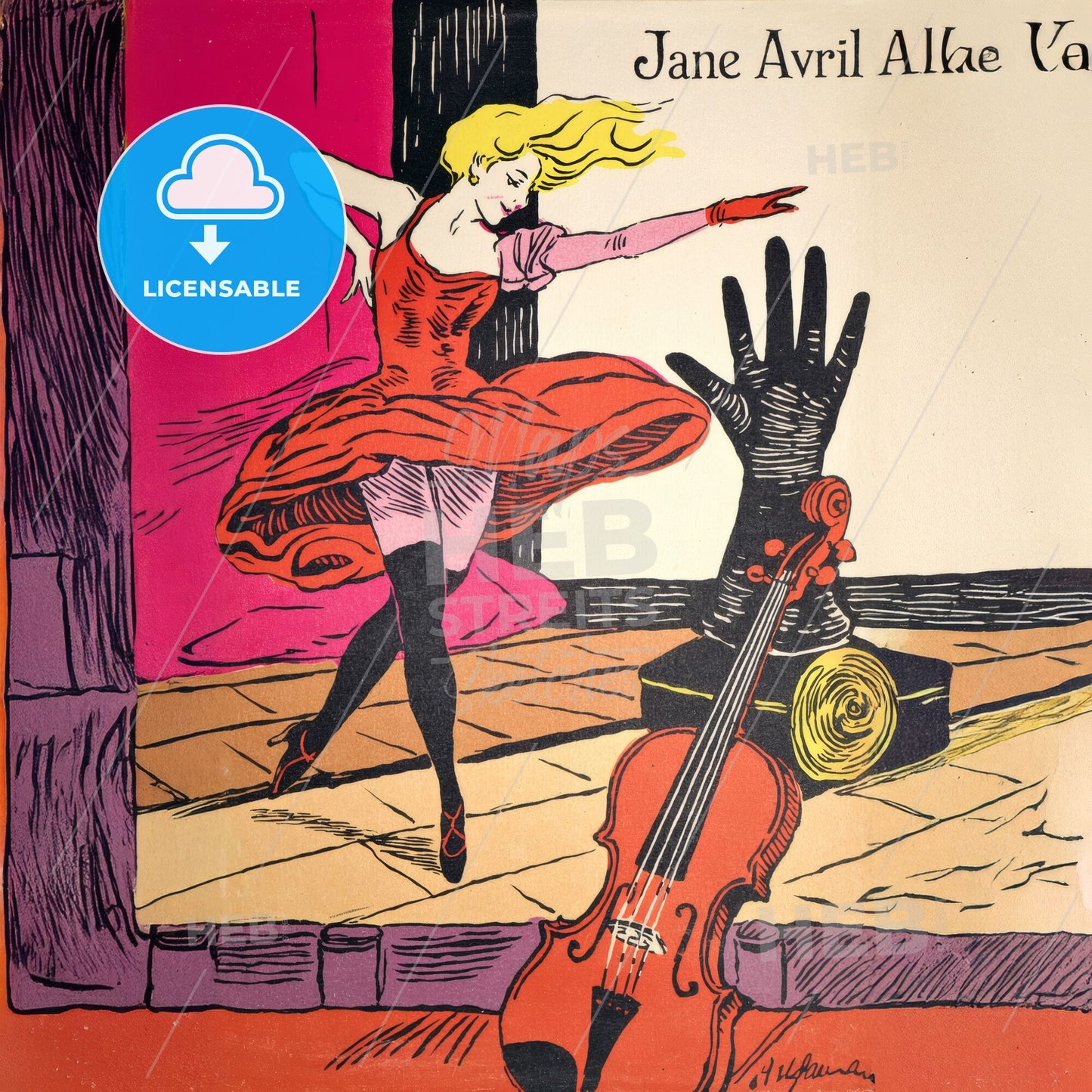 Jane Avril - Dance Performance Illustration Print Template.