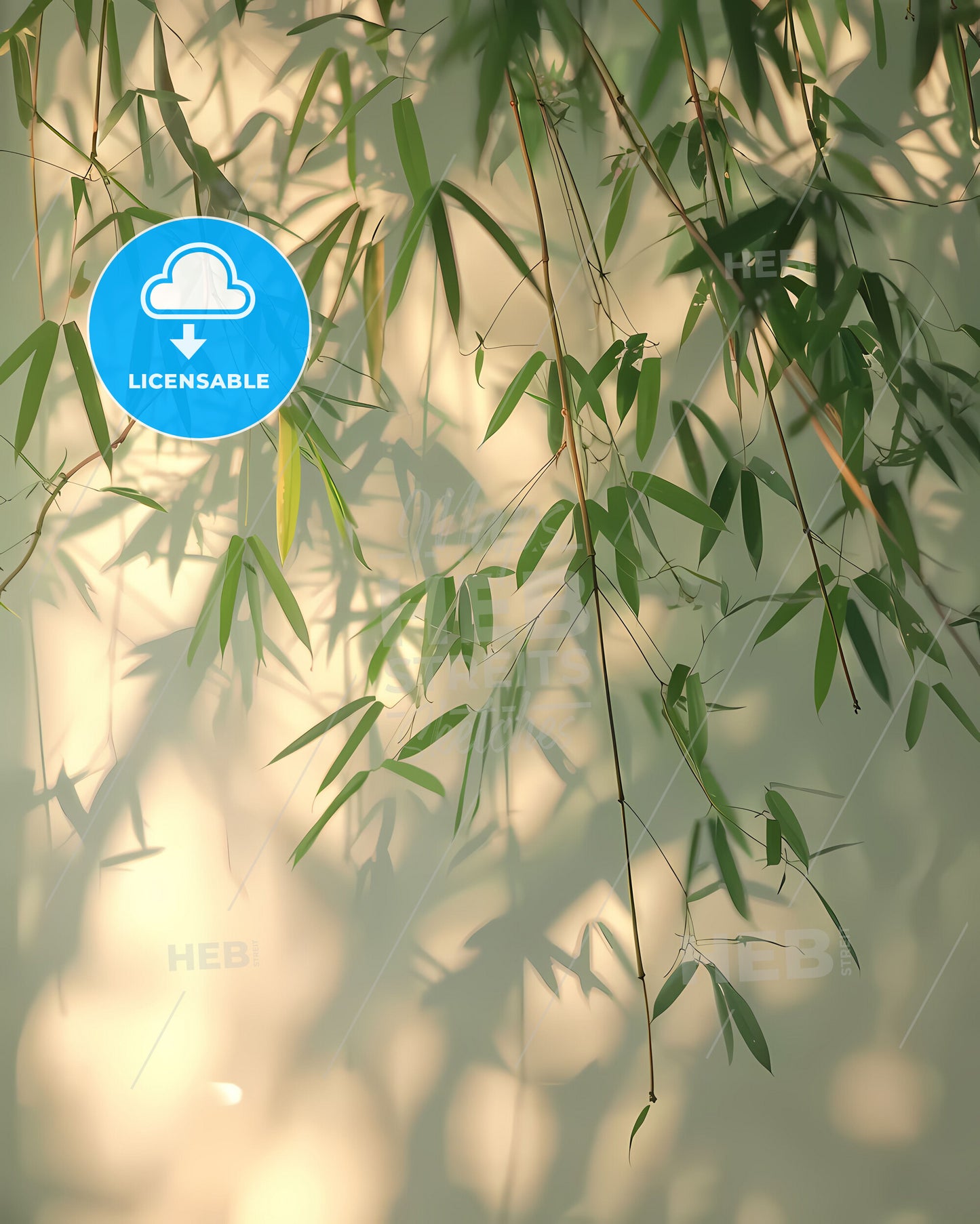 Bamboo Leaf Shadows on Water: Ethereal Painting Exhibiting Vibrant Art and Intricate Natural Patterns