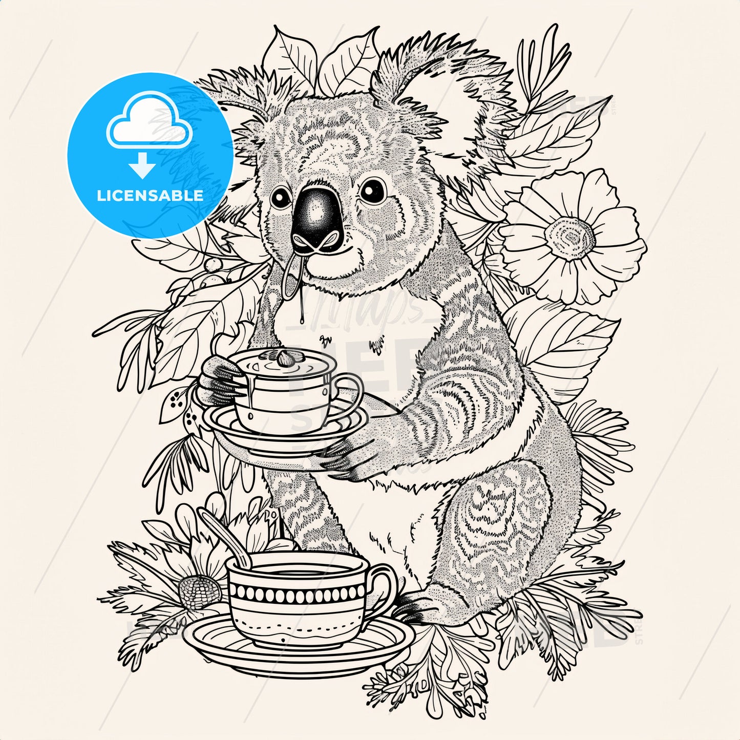 A Koala Hosting A Tea Party - A Koala Holding A Cup And Saucer