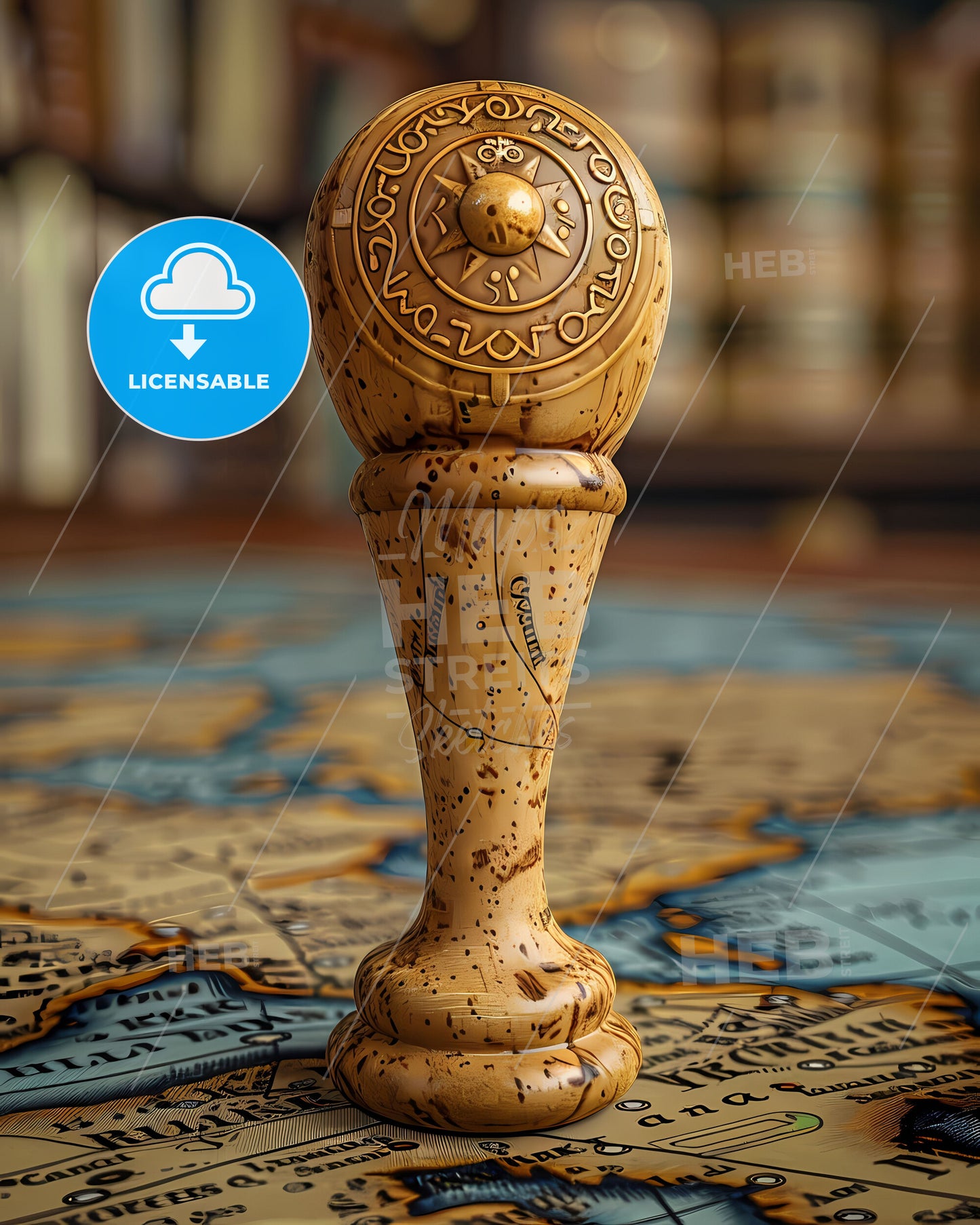 Medieval Map Marker Art - A Wooden Stamp on a Colorful Painting