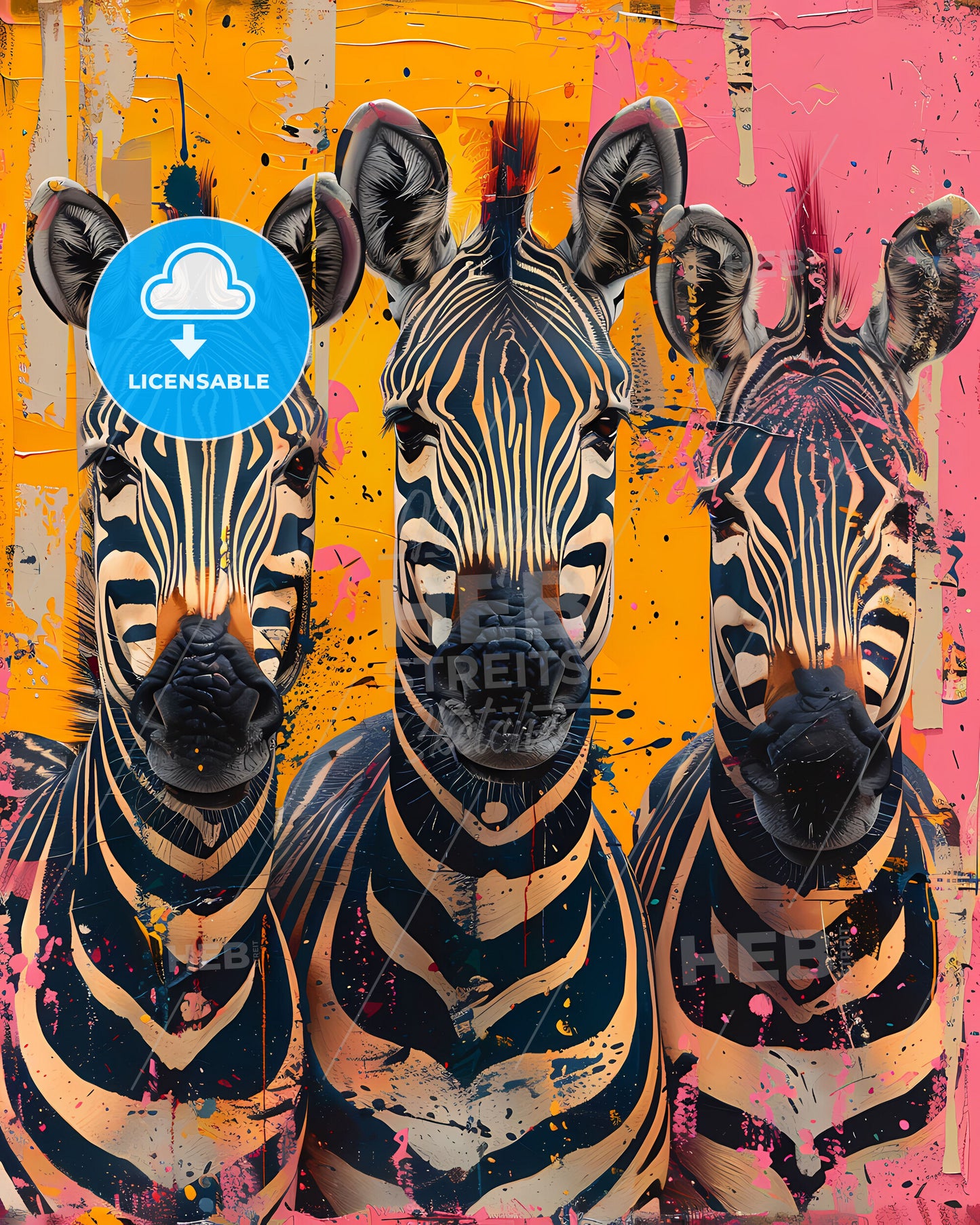 African Art Zebra Savannah Abstract Pastel Painting Vibrant Wildlife Scene Landscape Digital Art