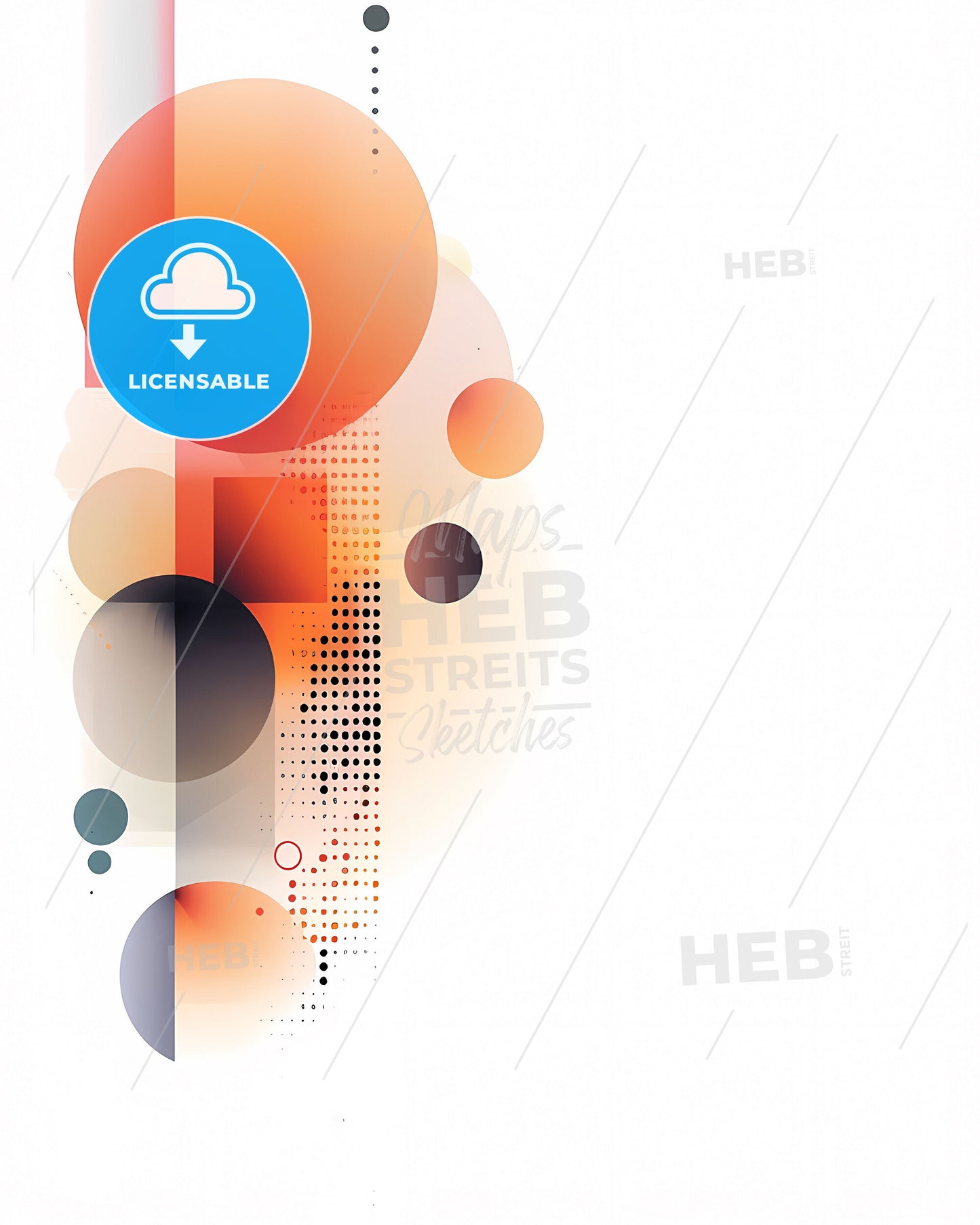 Vibrant Geometric Art with AI: Circles and Dots on White Background