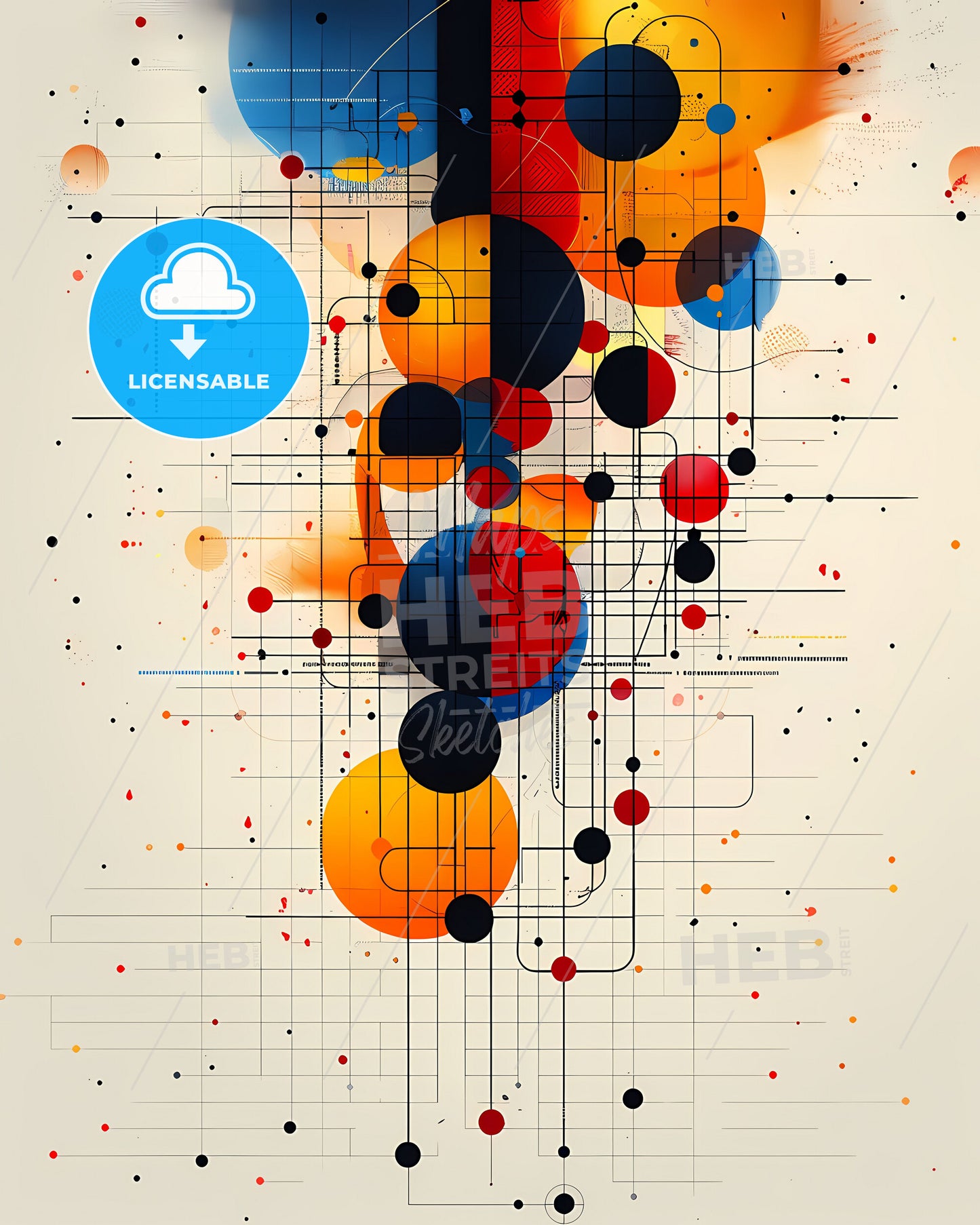 Abstract Medical Art - Colorful Circles and Lines in Vibrant Geometric Painting