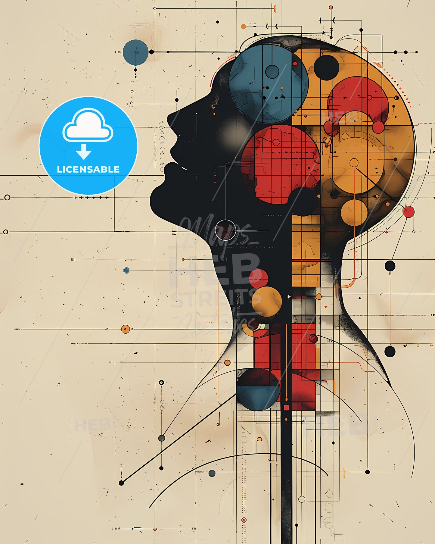 Vibrant Geometric Medical Artwork: A Striking Illustration Blending Medicine and Geometry Creates an Eye-Catching Visual