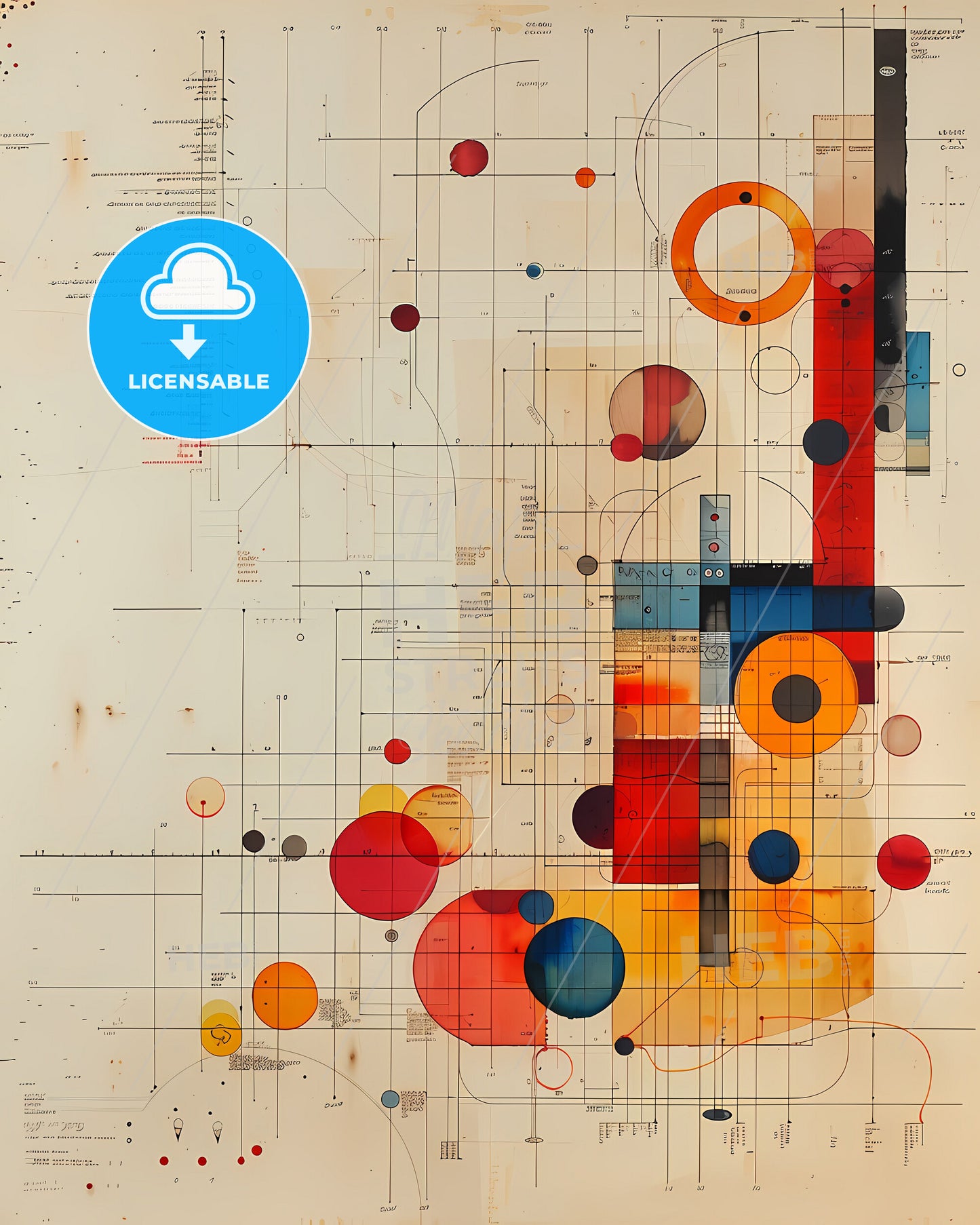 Vibrant Abstract Medical Art - Geometric Design Painting for Healthcare and Science Concepts