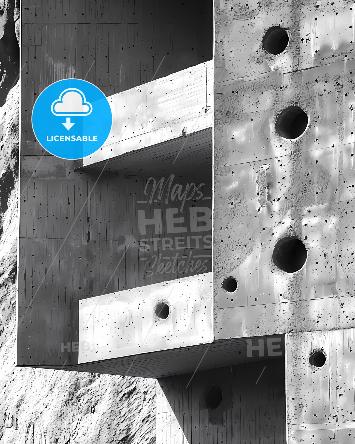 Concrete Art Brutalist Building Facade Close Up