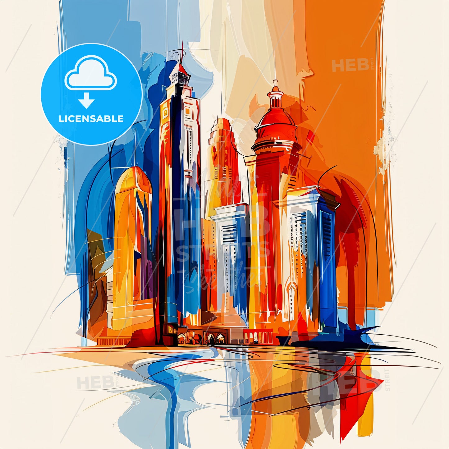 Vibrant Abu Dhabi , United Arab Emirates - A Painting Of A City