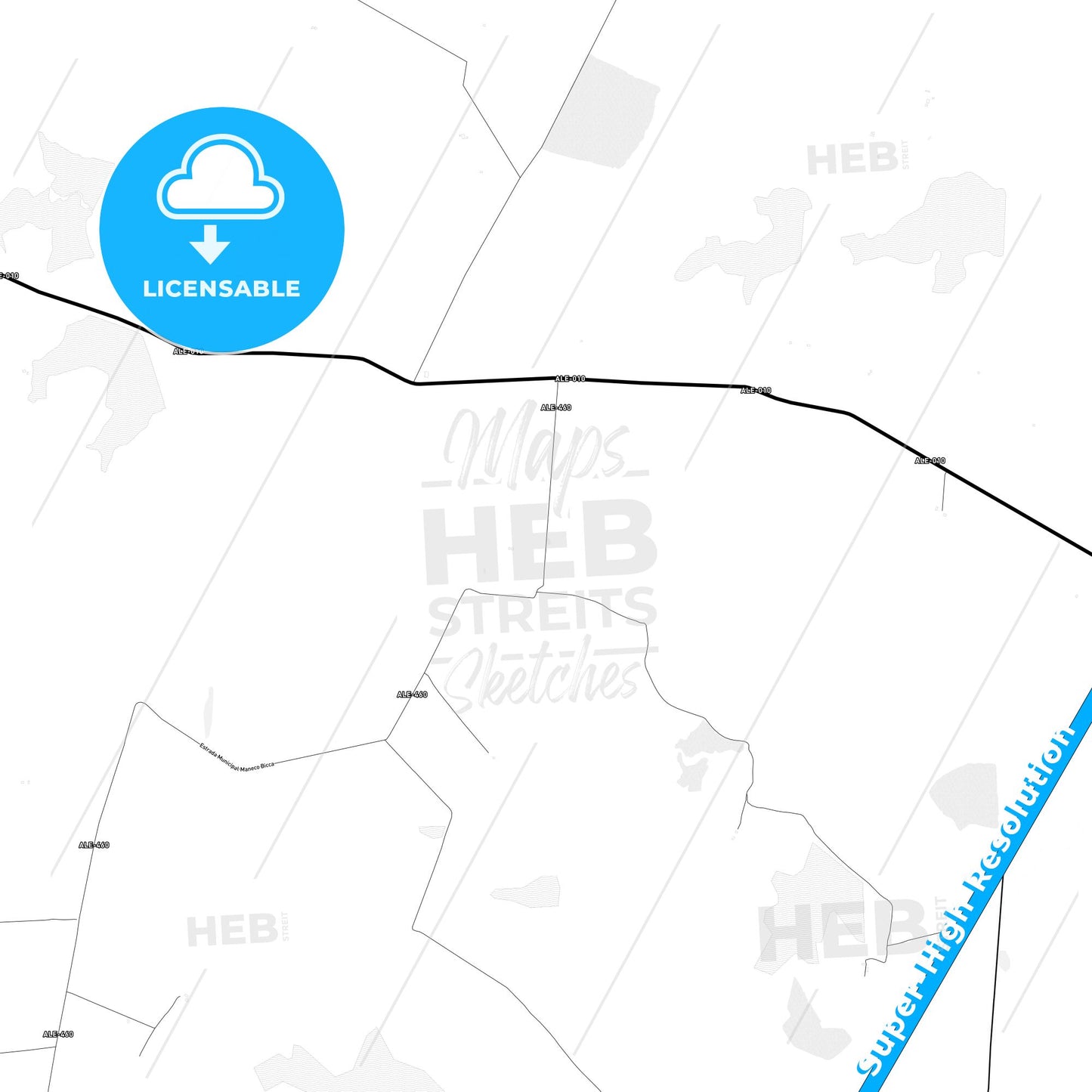 Alegrete, Brazil Light Map with Street Names, City Names, and Districts