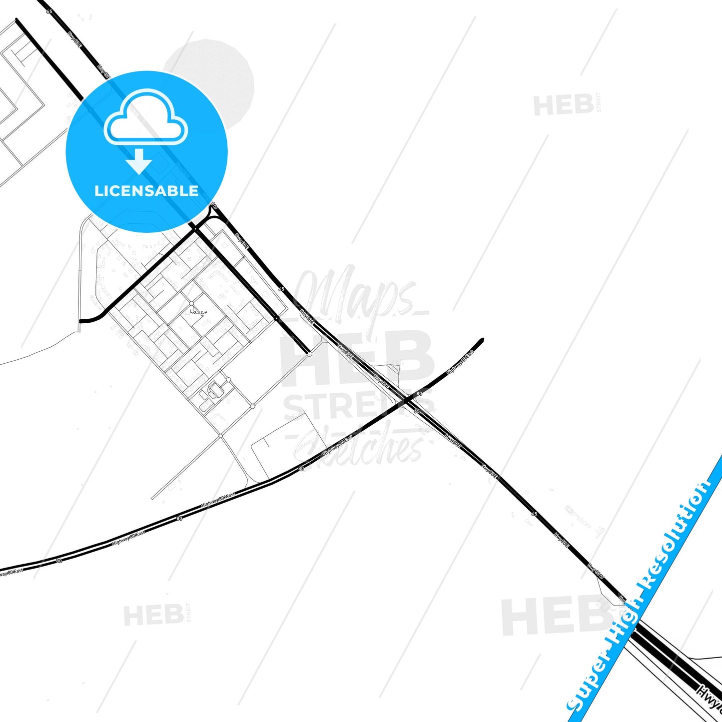 Al Jawf, Saudi Arabia Light Map with Street Names, City Names, and Districts