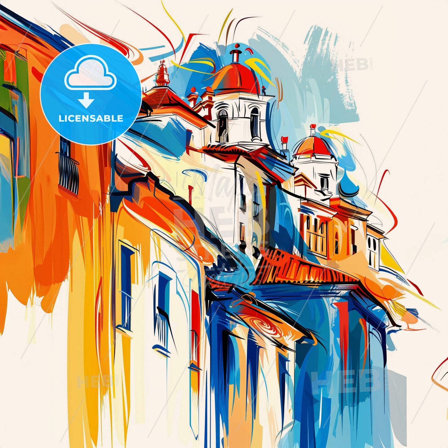 Vibrant Alto Barinas, Venezuela - A Colorful Painting Of Buildings